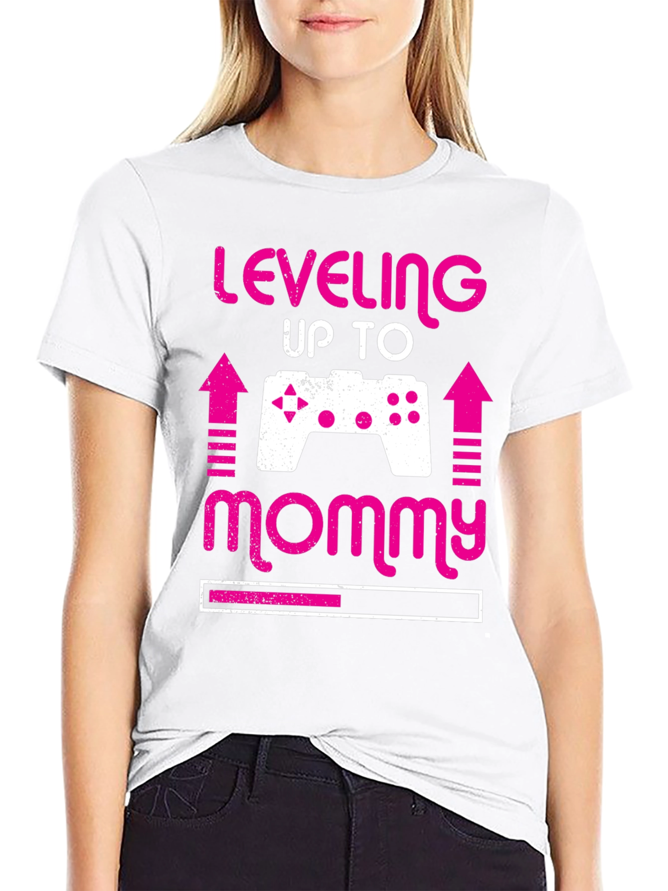 Leveling Up to Mommy Gamer Pregnancy Announcement Tee