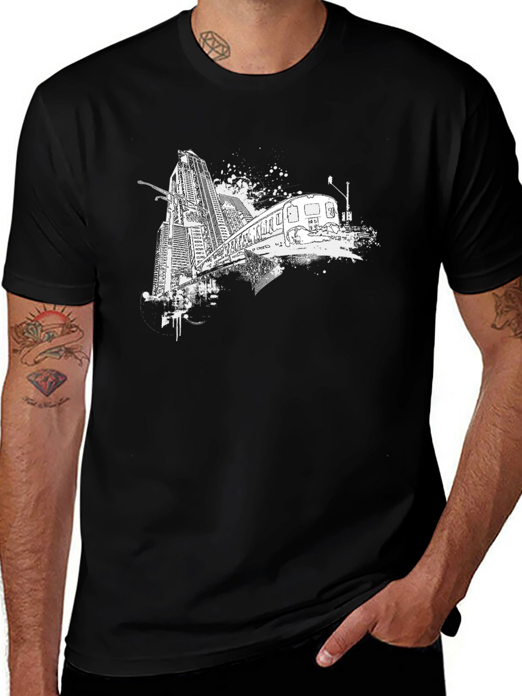 Urban Train Graphic Tee - Black