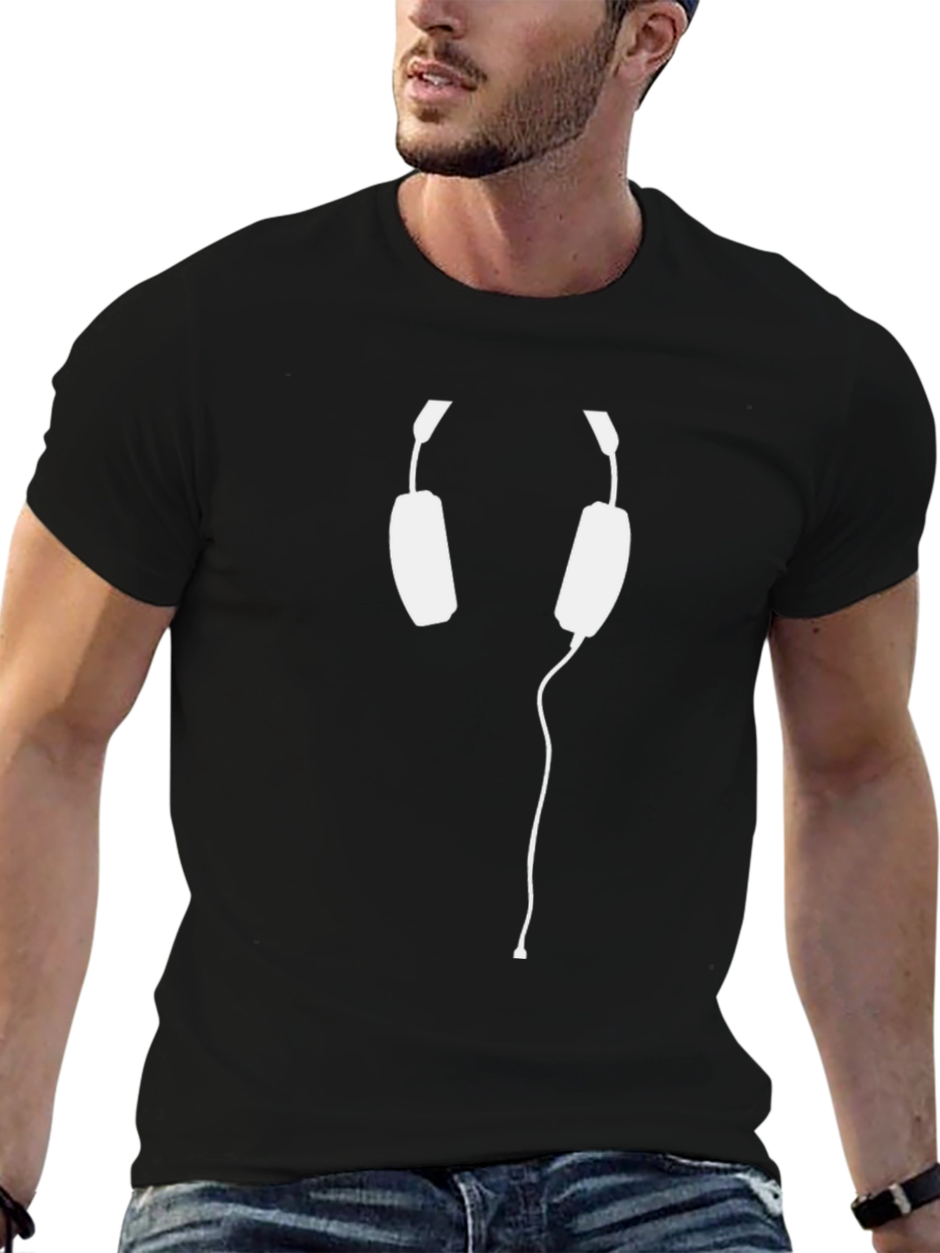 Headphone Graphic T-Shirt - Black