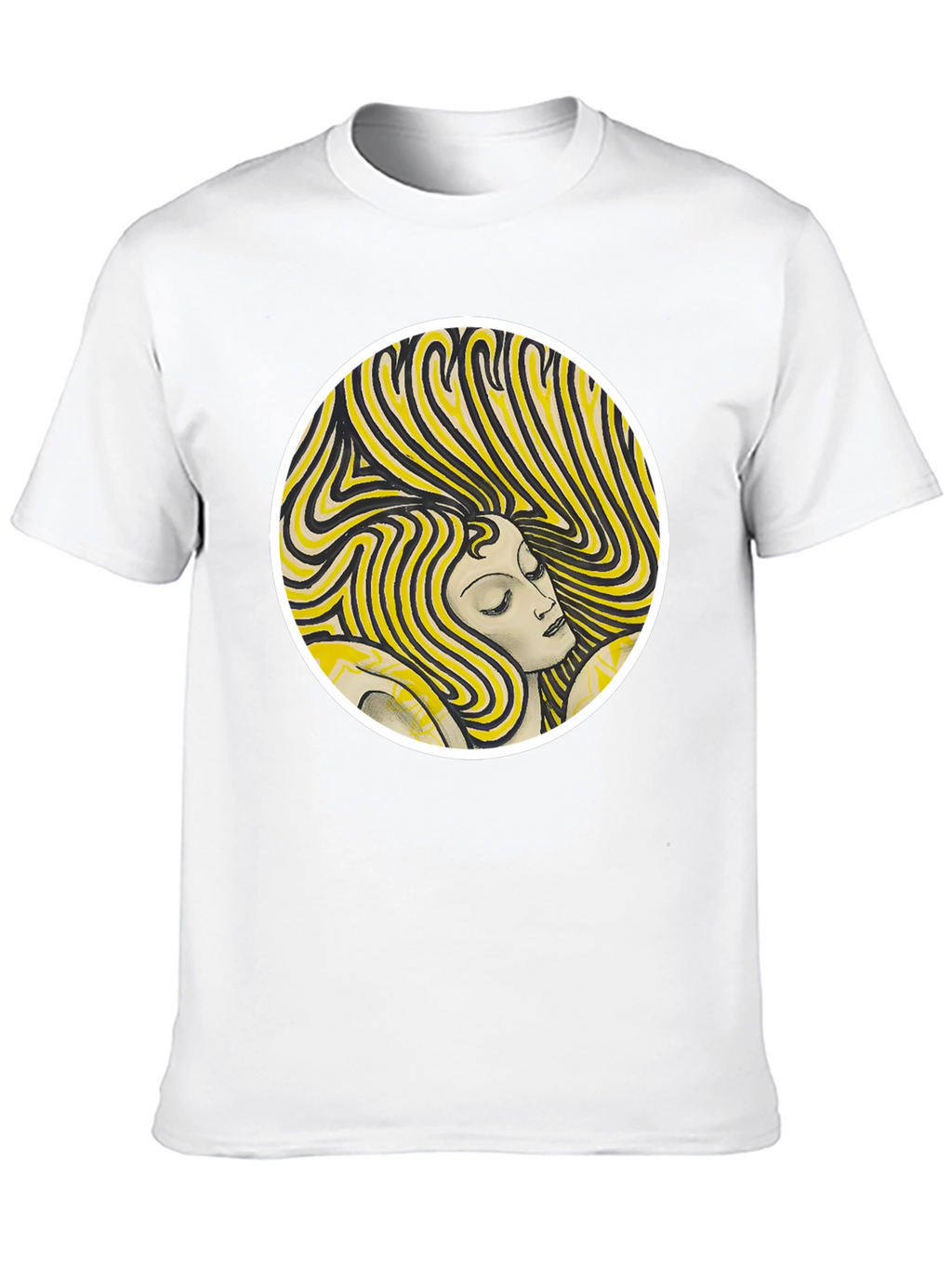 Woman Portrait Graphic Tee - Black Cotton T-Shirt