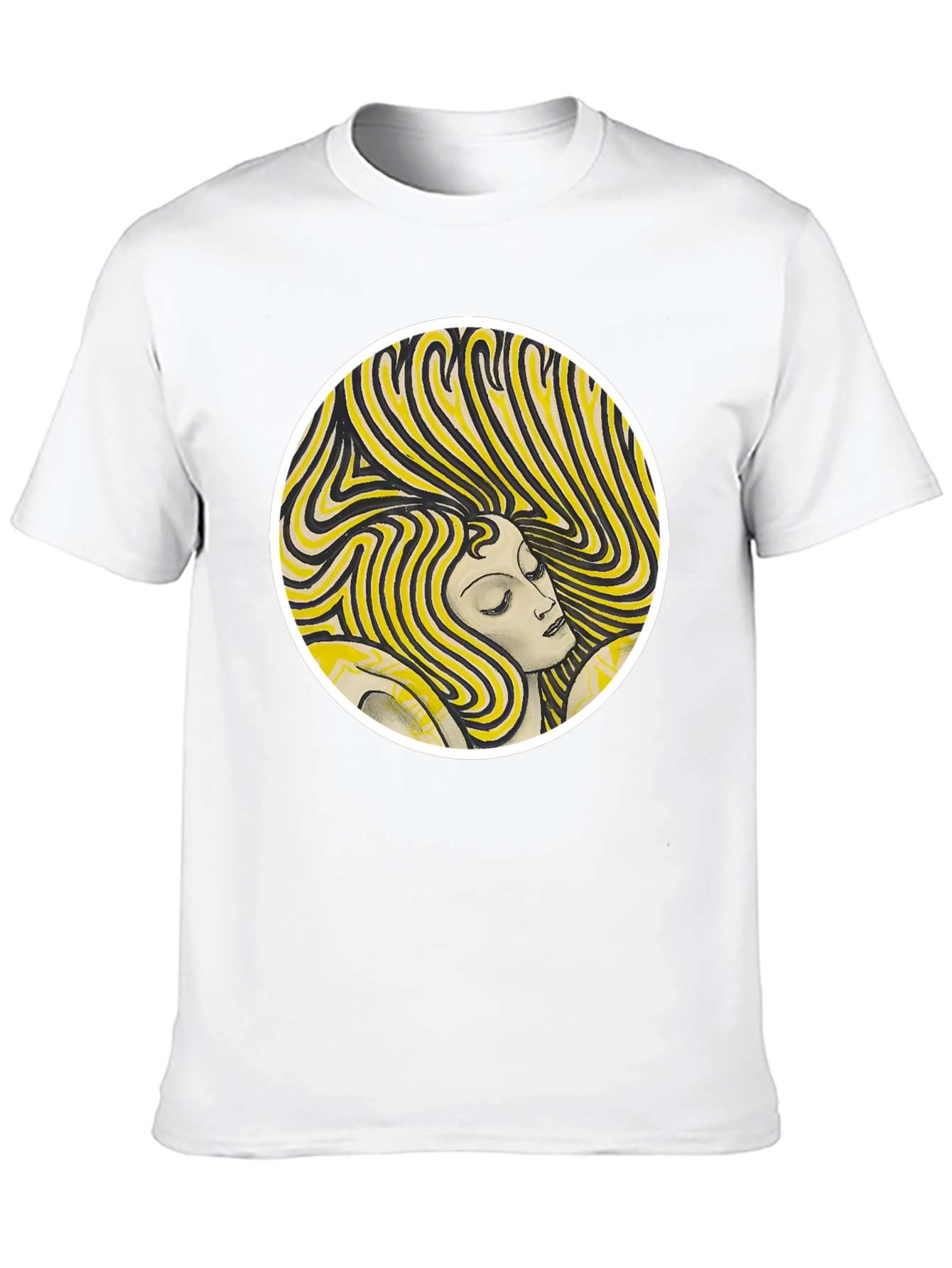 Woman Portrait Graphic Tee - Black Cotton T-Shirt