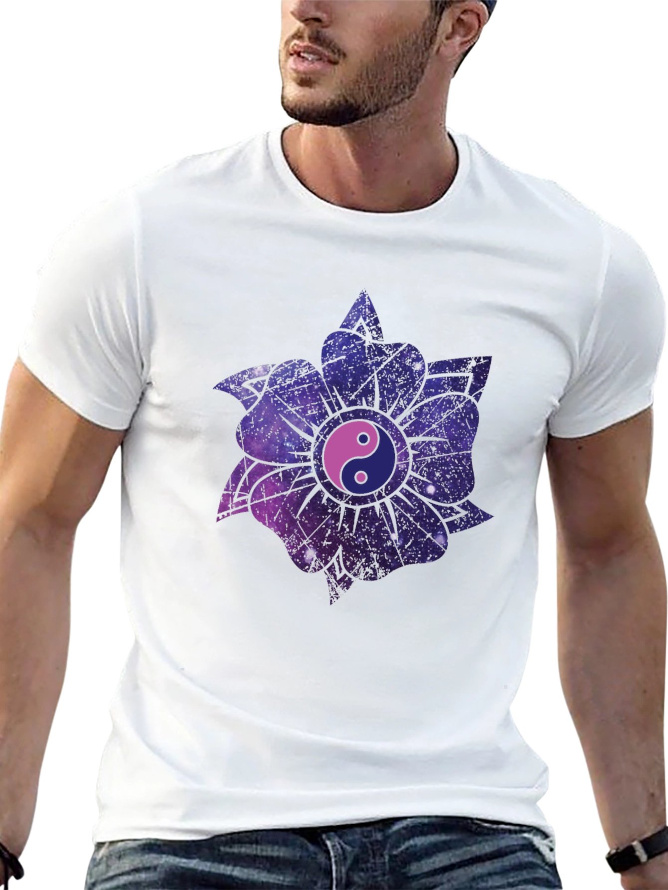Yin Yang Galaxy Flower T-Shirt