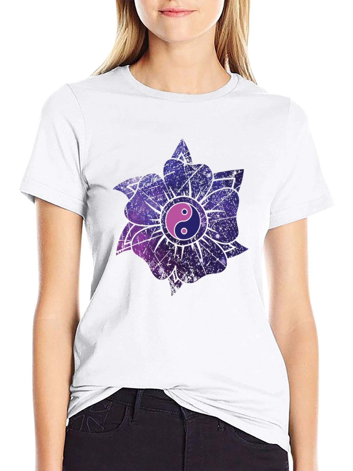Yin Yang Galaxy Flower T-Shirt