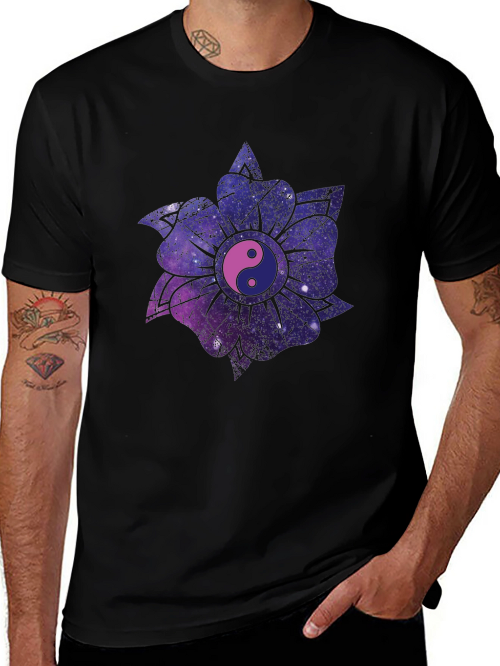 Yin Yang Galaxy Flower T-Shirt