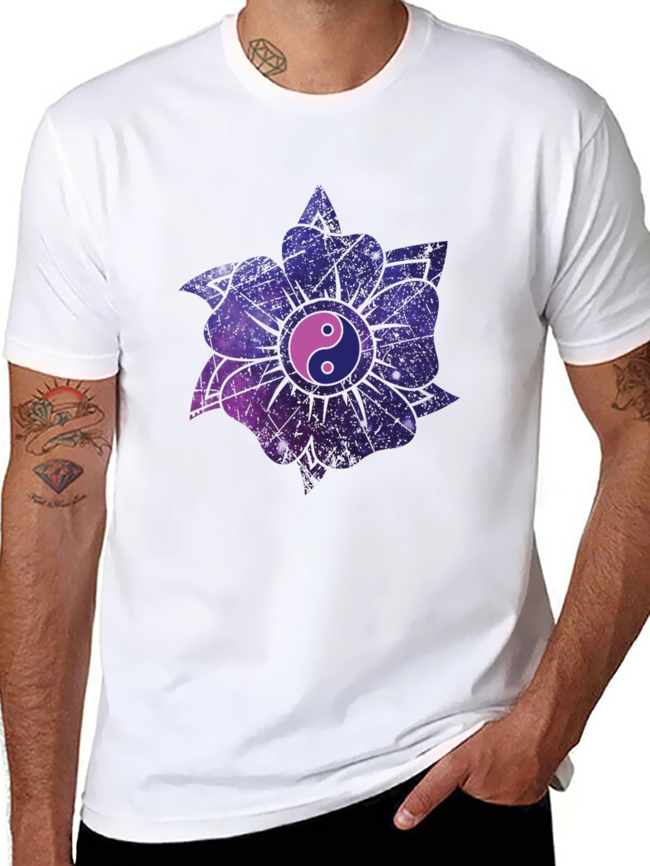 Yin Yang Galaxy Flower T-Shirt