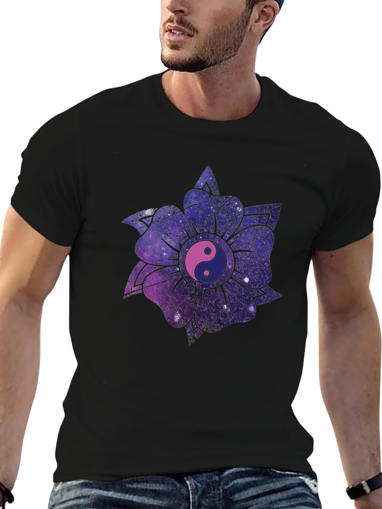 Yin Yang Galaxy Flower T-Shirt