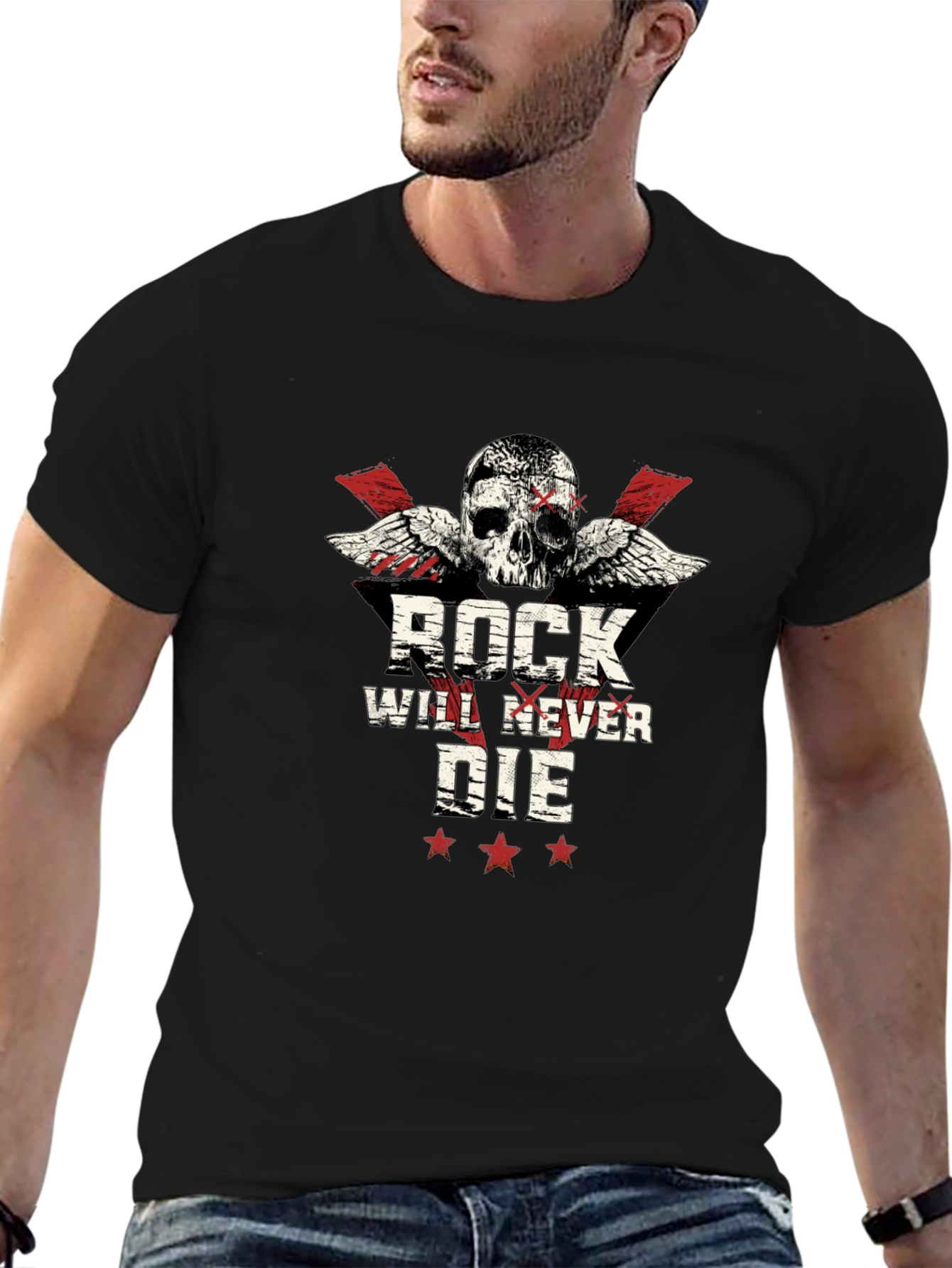 Rock Will Never Die Skull T-Shirt