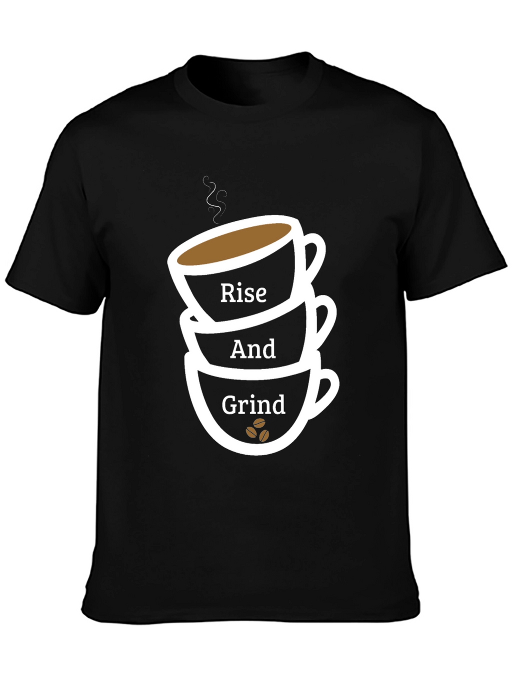 Rise and Grind Coffee Cup T-Shirt - Black