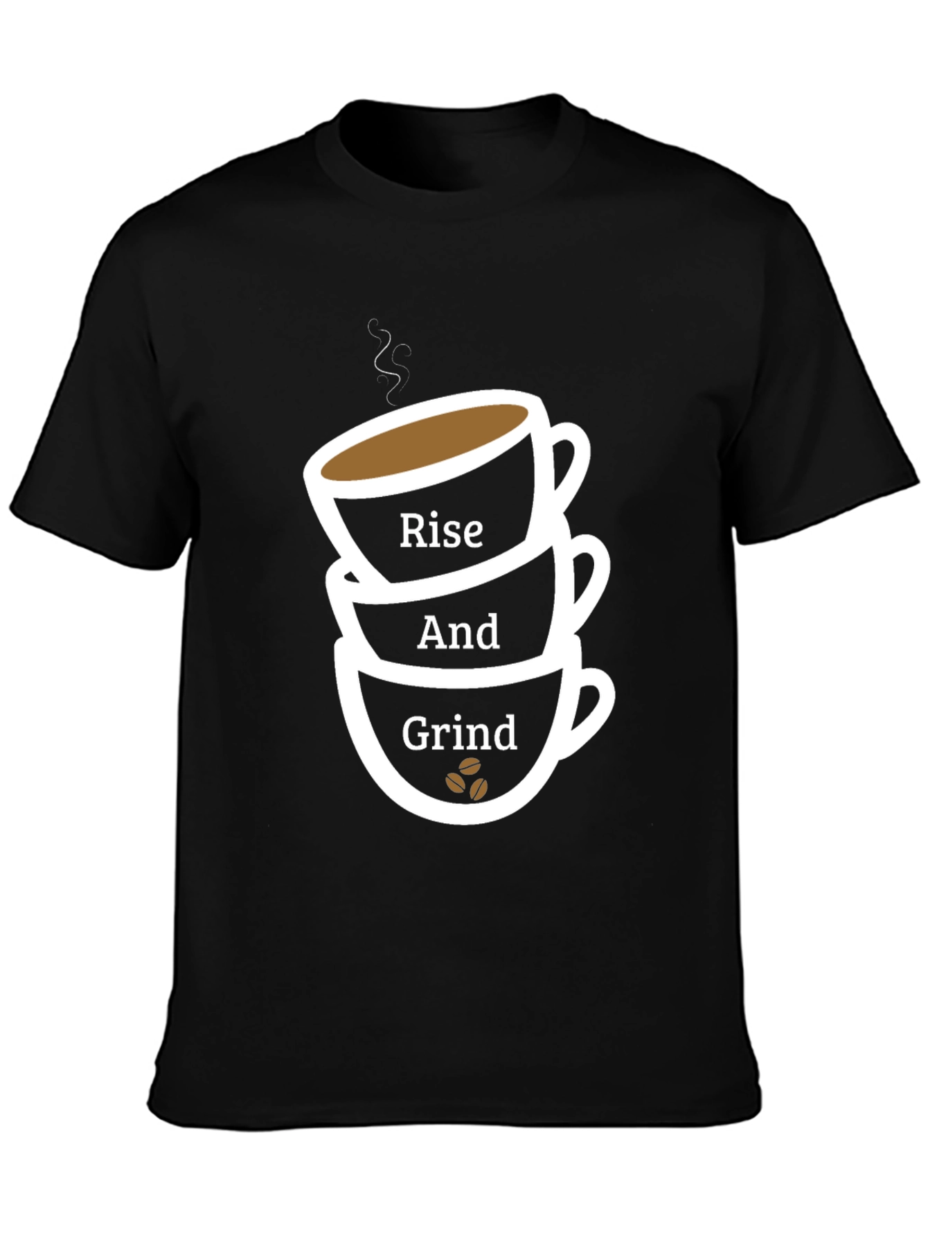 Rise and Grind Coffee Cup T-Shirt - Black