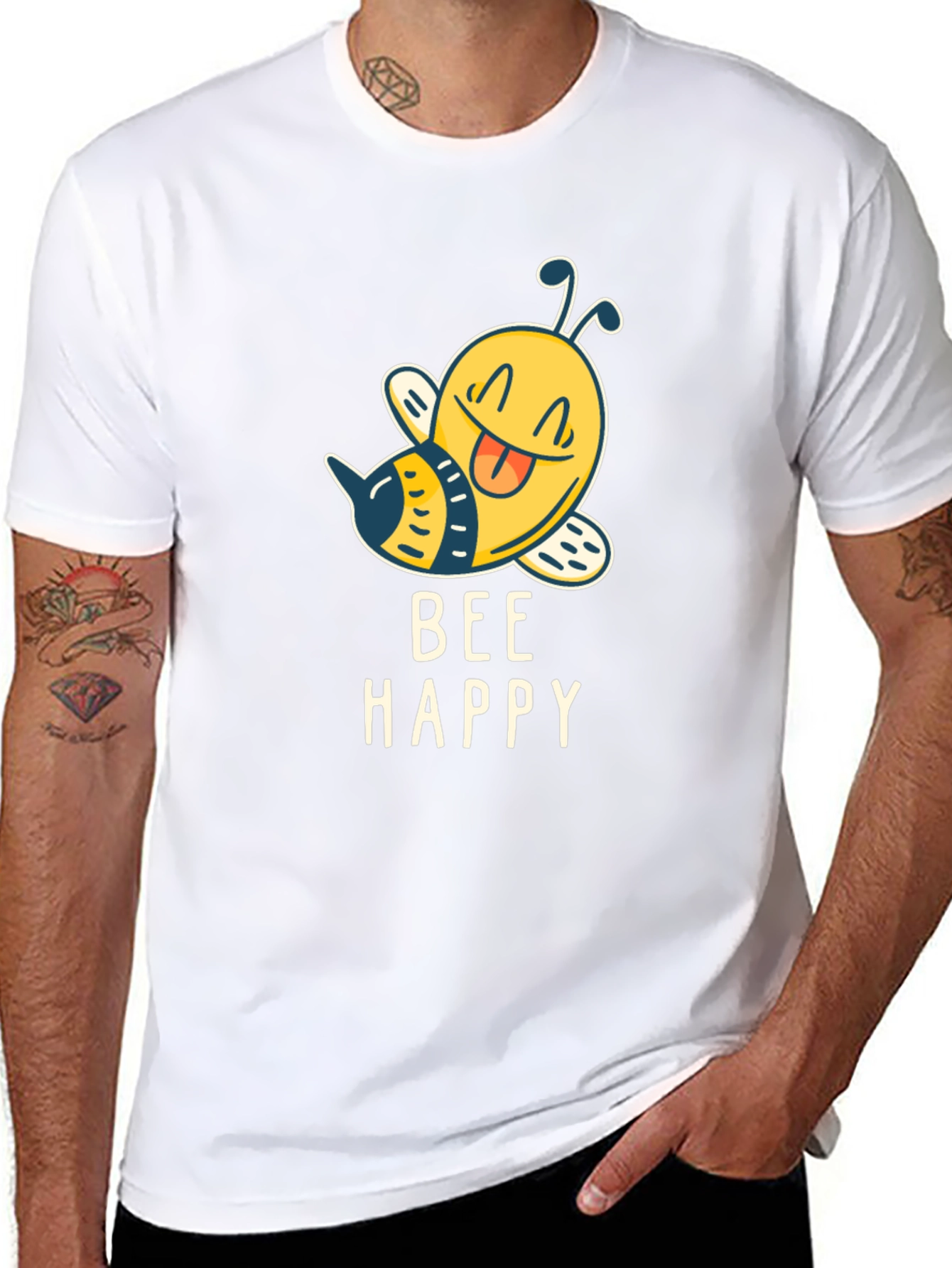 Bee Happy Graphic T-Shirt - Mens Black Tee