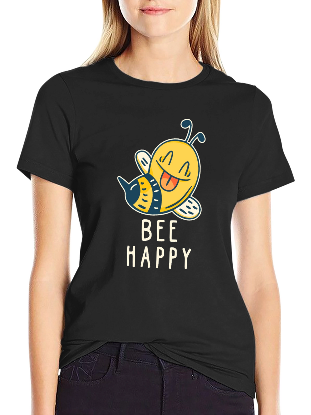 Bee Happy Graphic T-Shirt - Mens Black Tee
