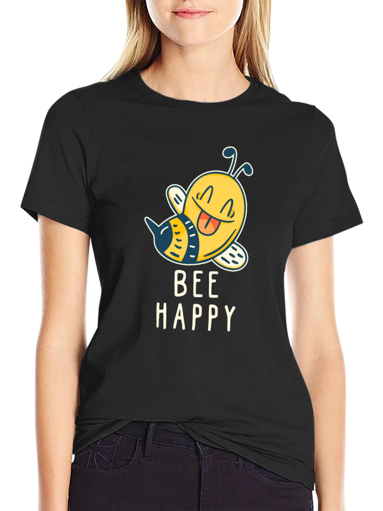 Bee Happy Graphic T-Shirt - Mens Black Tee