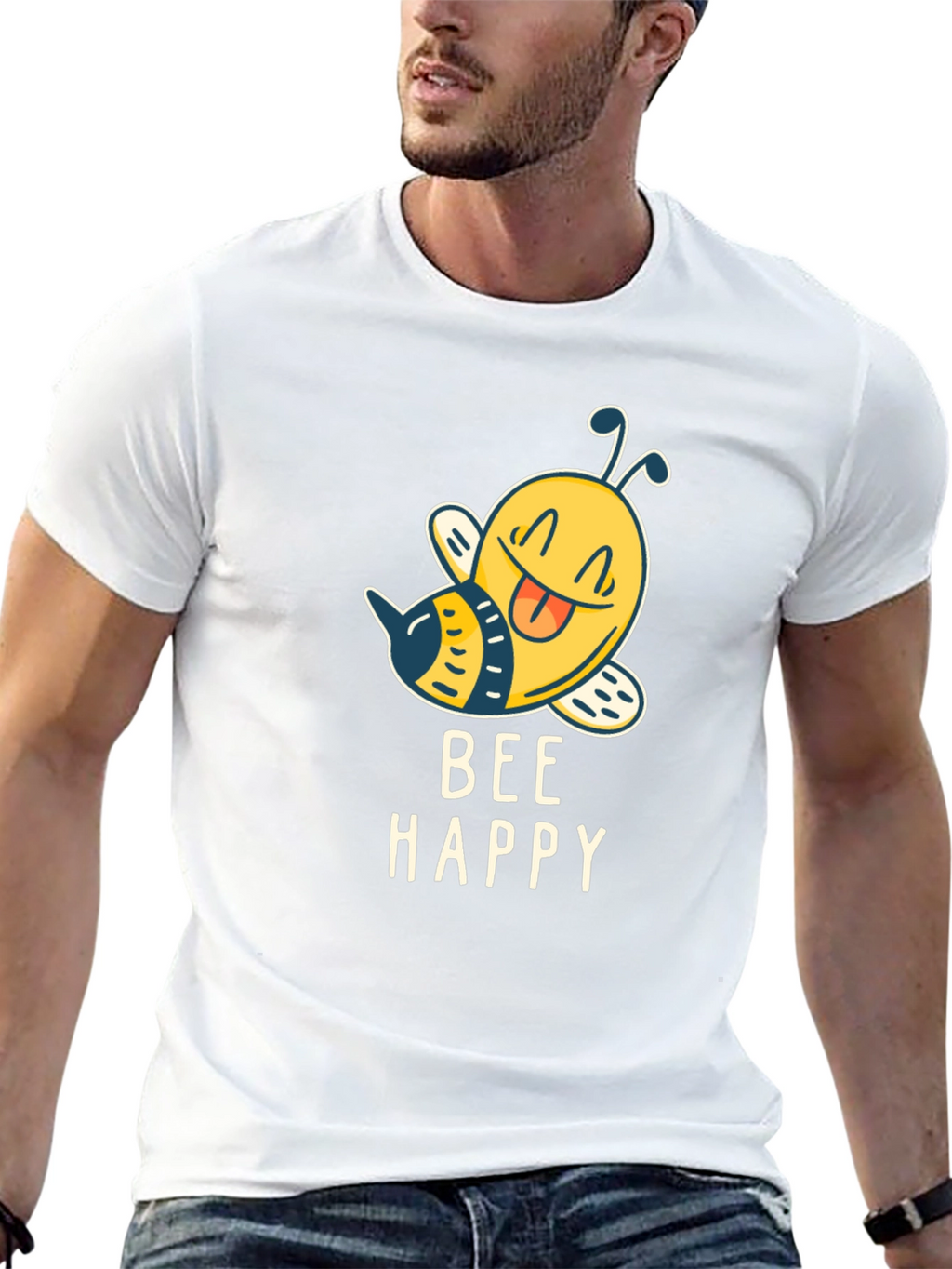 Bee Happy Graphic T-Shirt - Mens Black Tee