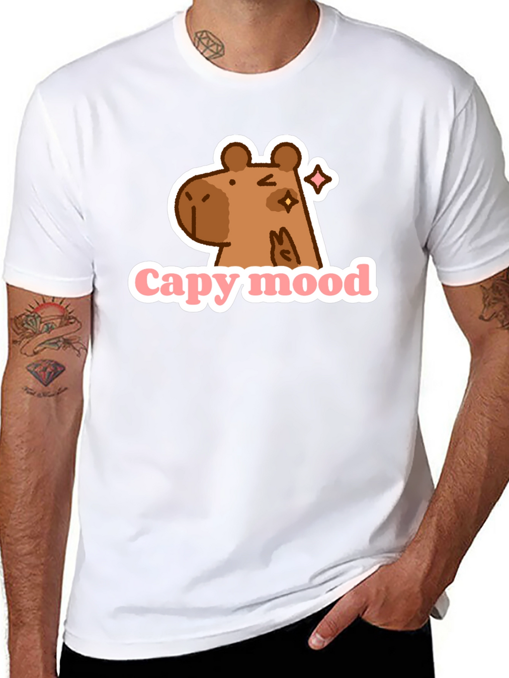 Capy Mood Black T-Shirt - Fun & Casual