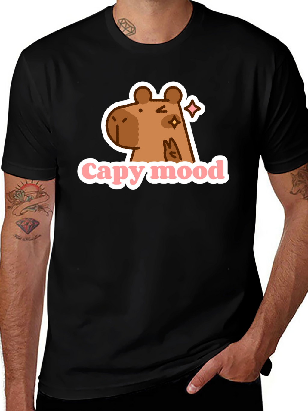 Capy Mood Black T-Shirt - Fun & Casual