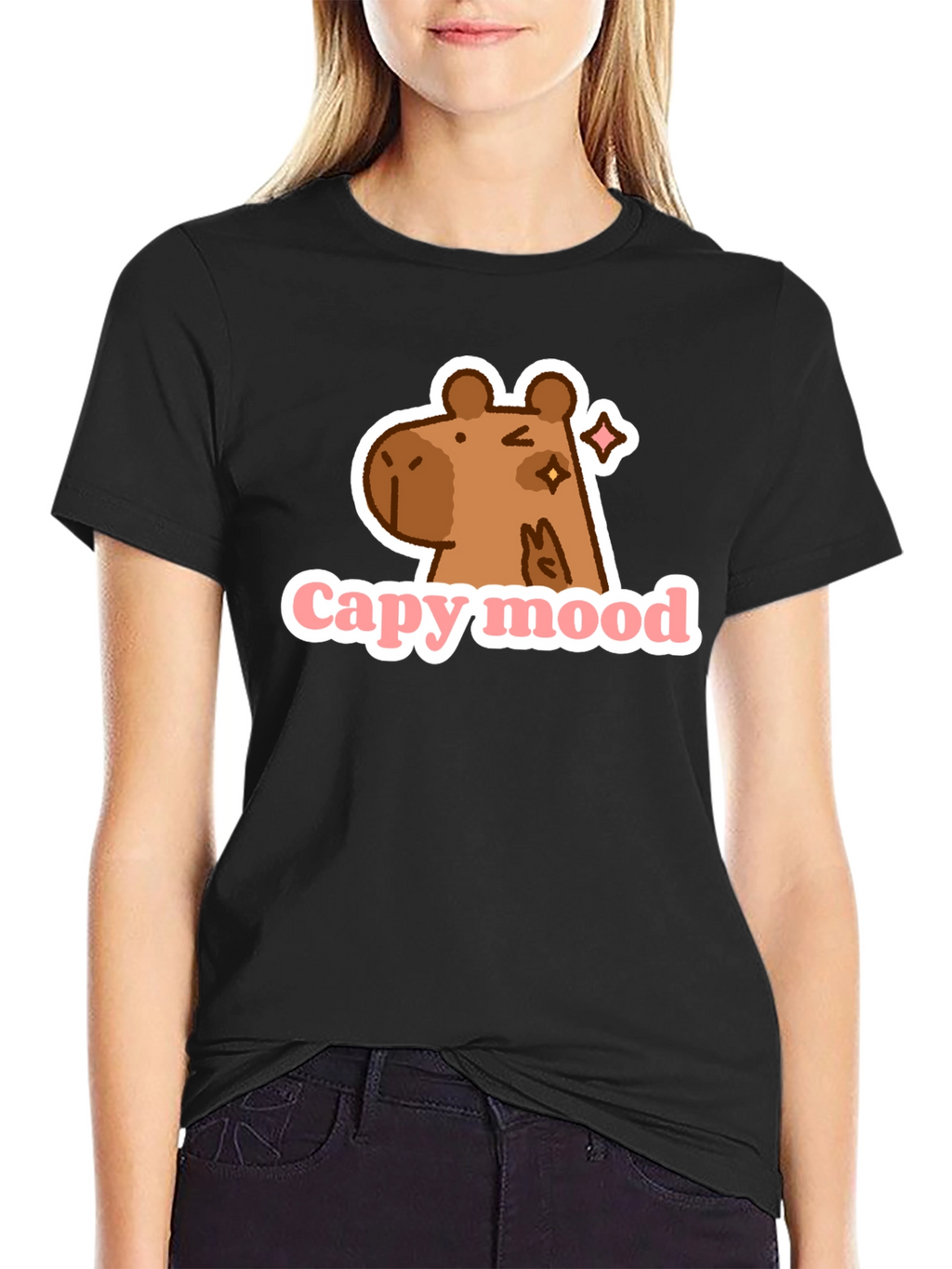 Capy Mood Black T-Shirt - Fun & Casual