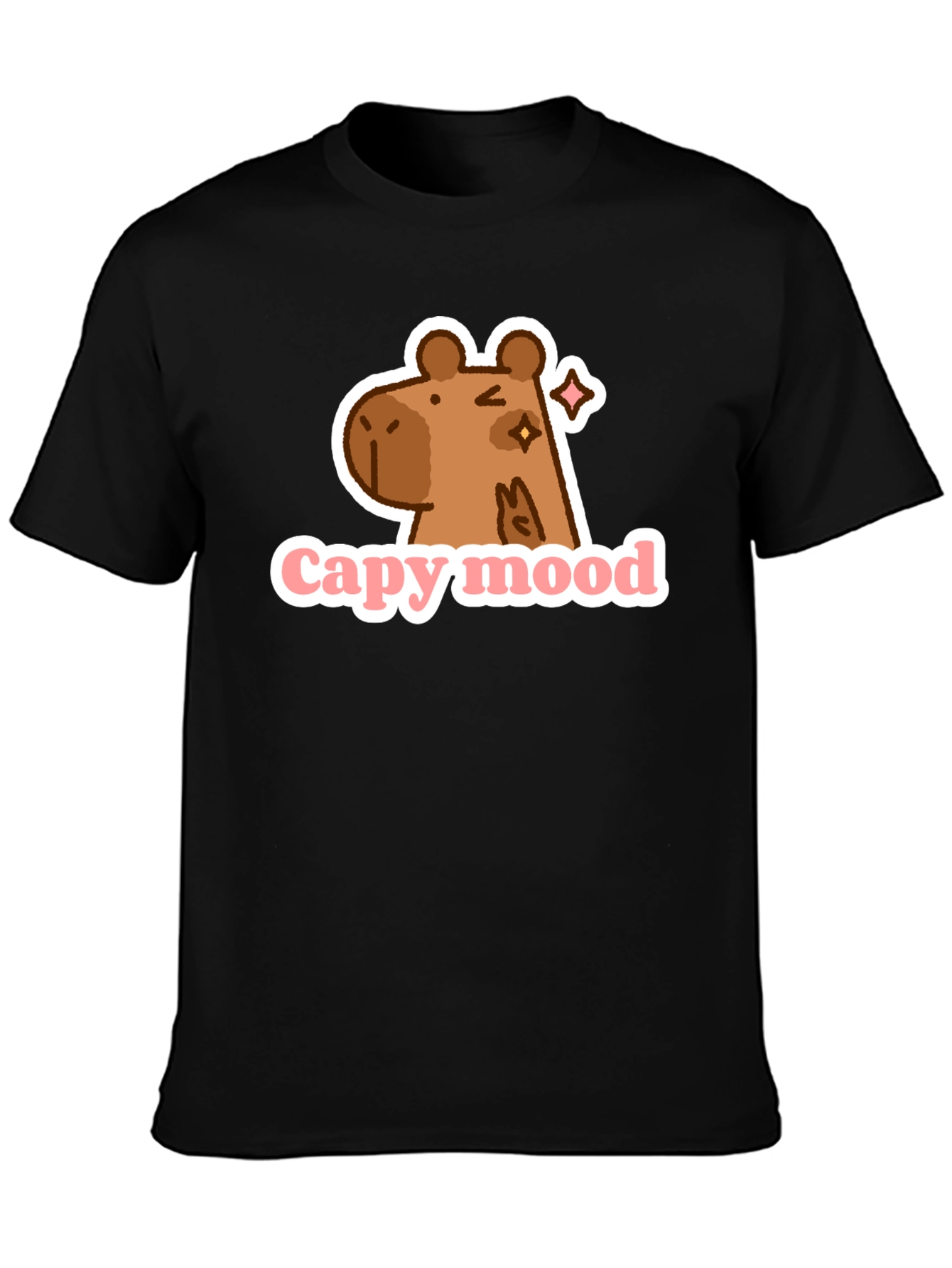 Capy Mood Black T-Shirt - Fun & Casual