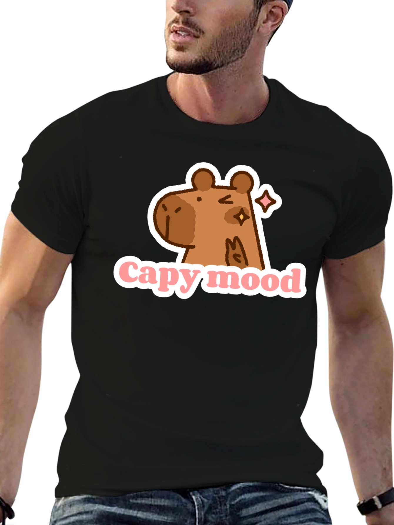 Capy Mood Black T-Shirt - Fun & Casual