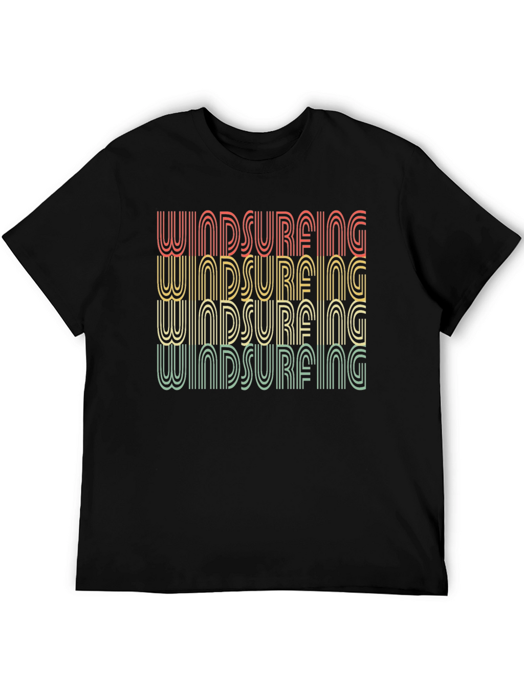 Retro Windsurfing T-Shirt - Black