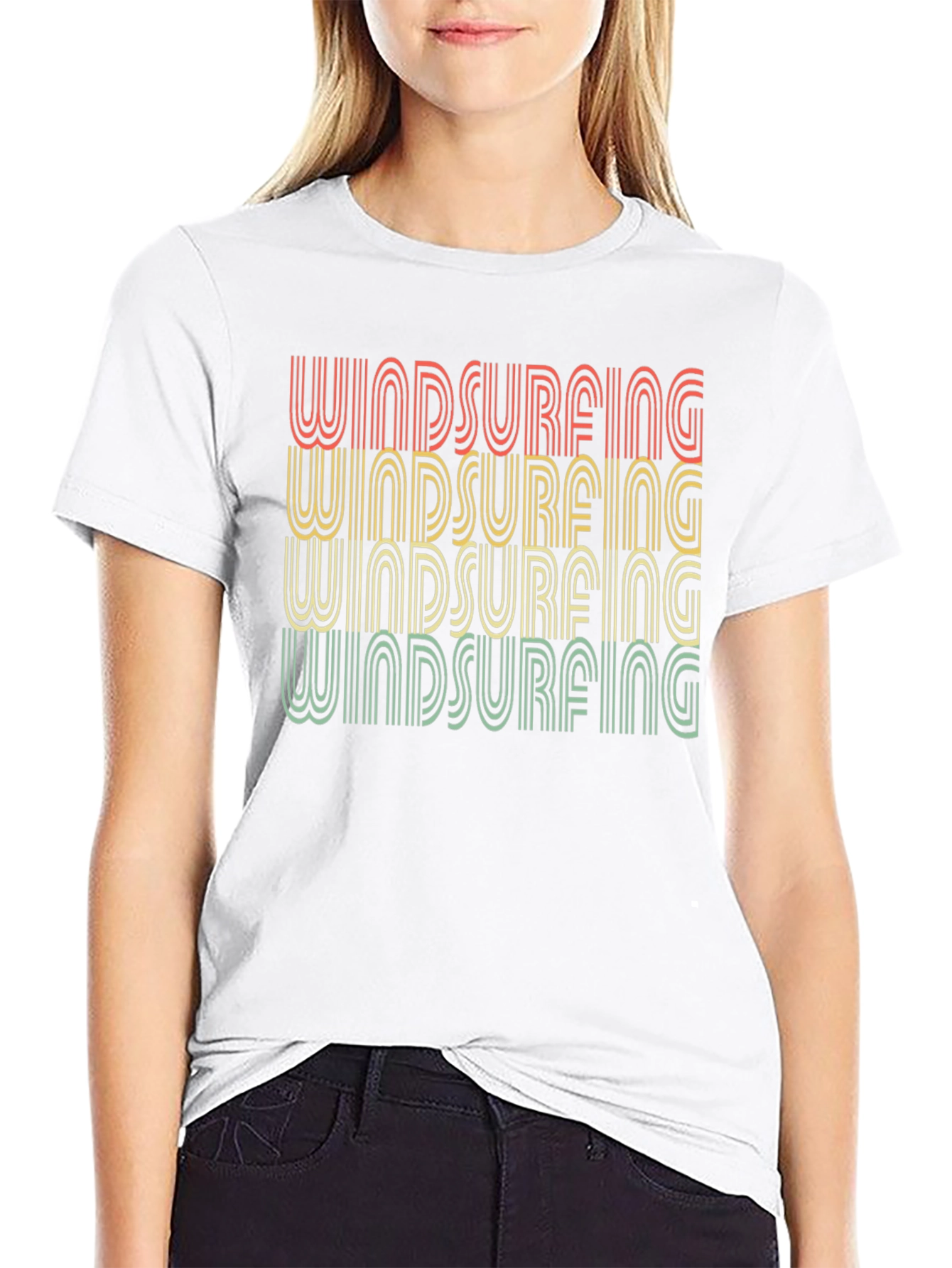Retro Windsurfing T-Shirt - Black