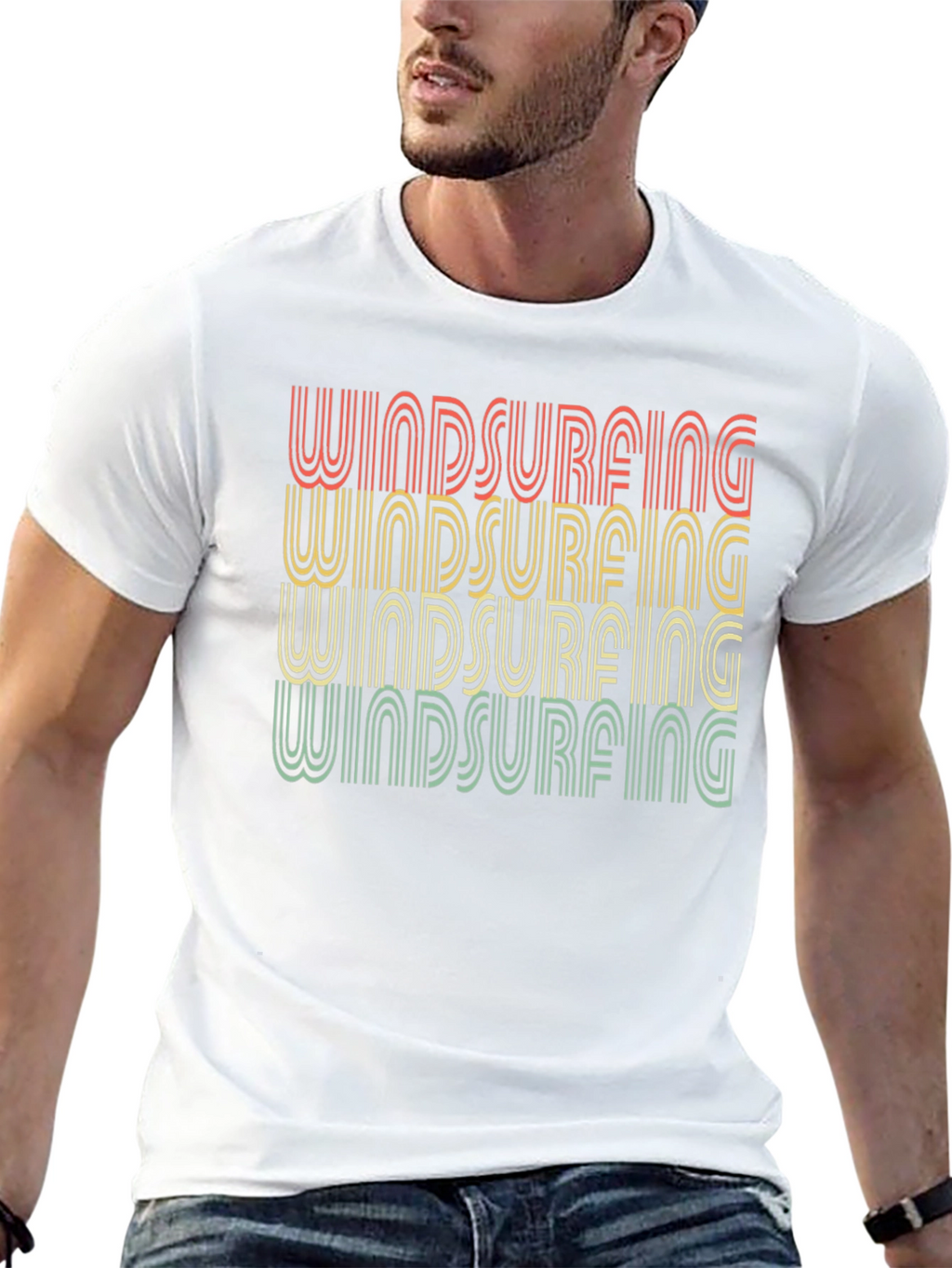 Retro Windsurfing T-Shirt - Black