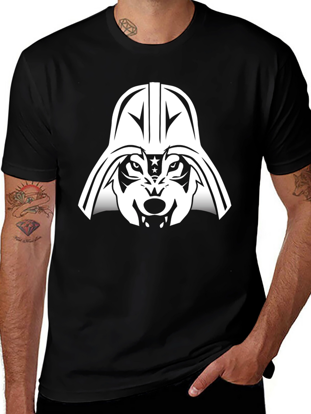 Wolf Vader Graphic T-Shirt - Black Cotton Blend