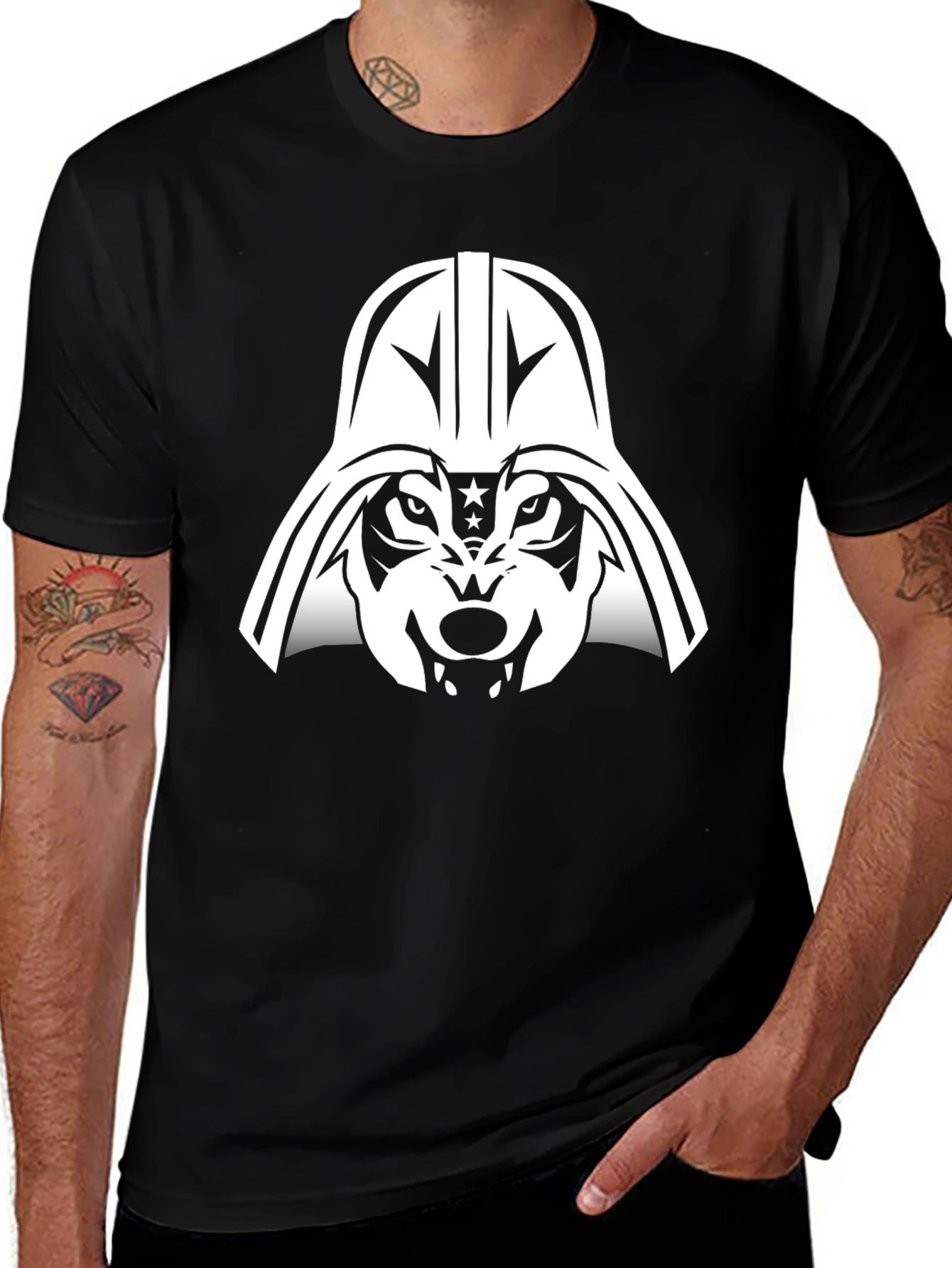 Wolf Vader Graphic T-Shirt - Black Cotton Blend