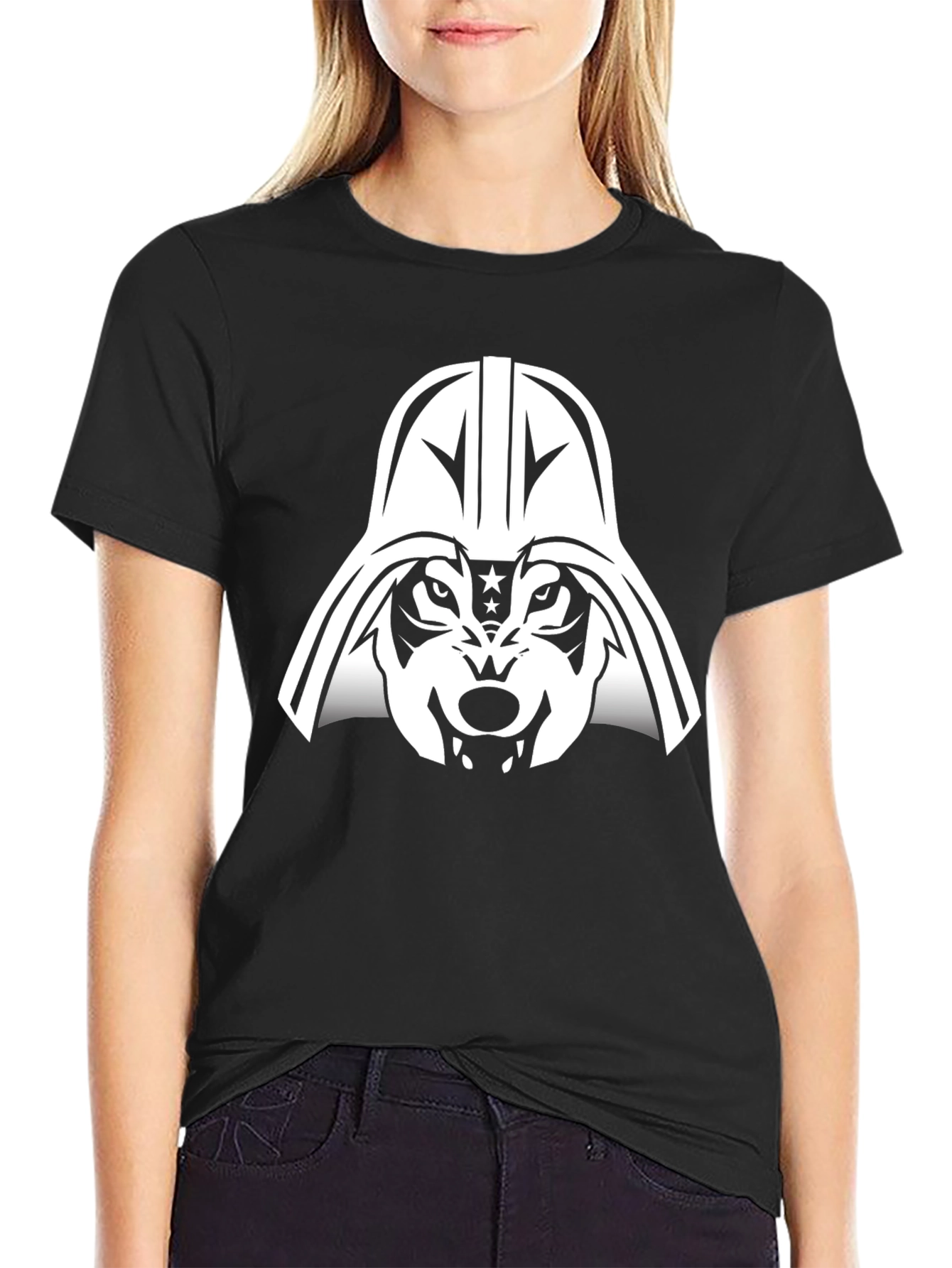 Wolf Vader Graphic T-Shirt - Black Cotton Blend