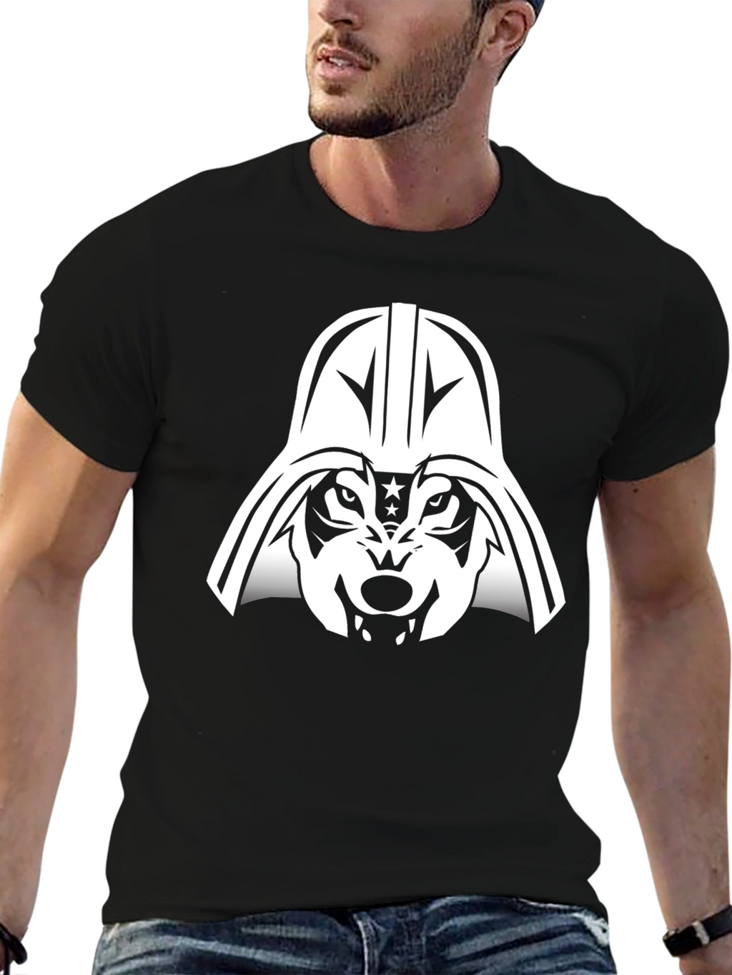 Wolf Vader Graphic T-Shirt - Black Cotton Blend
