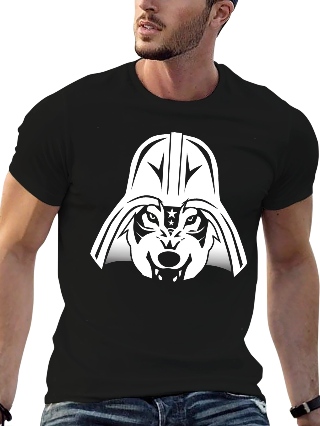 Wolf Vader Graphic T-Shirt - Black Cotton Blend