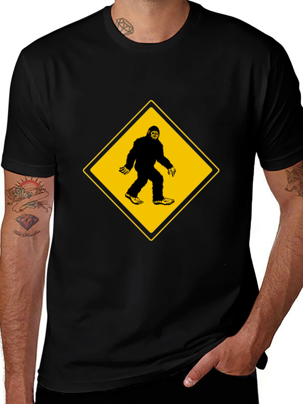 Bigfoot Crossing Mens Black T-Shirt