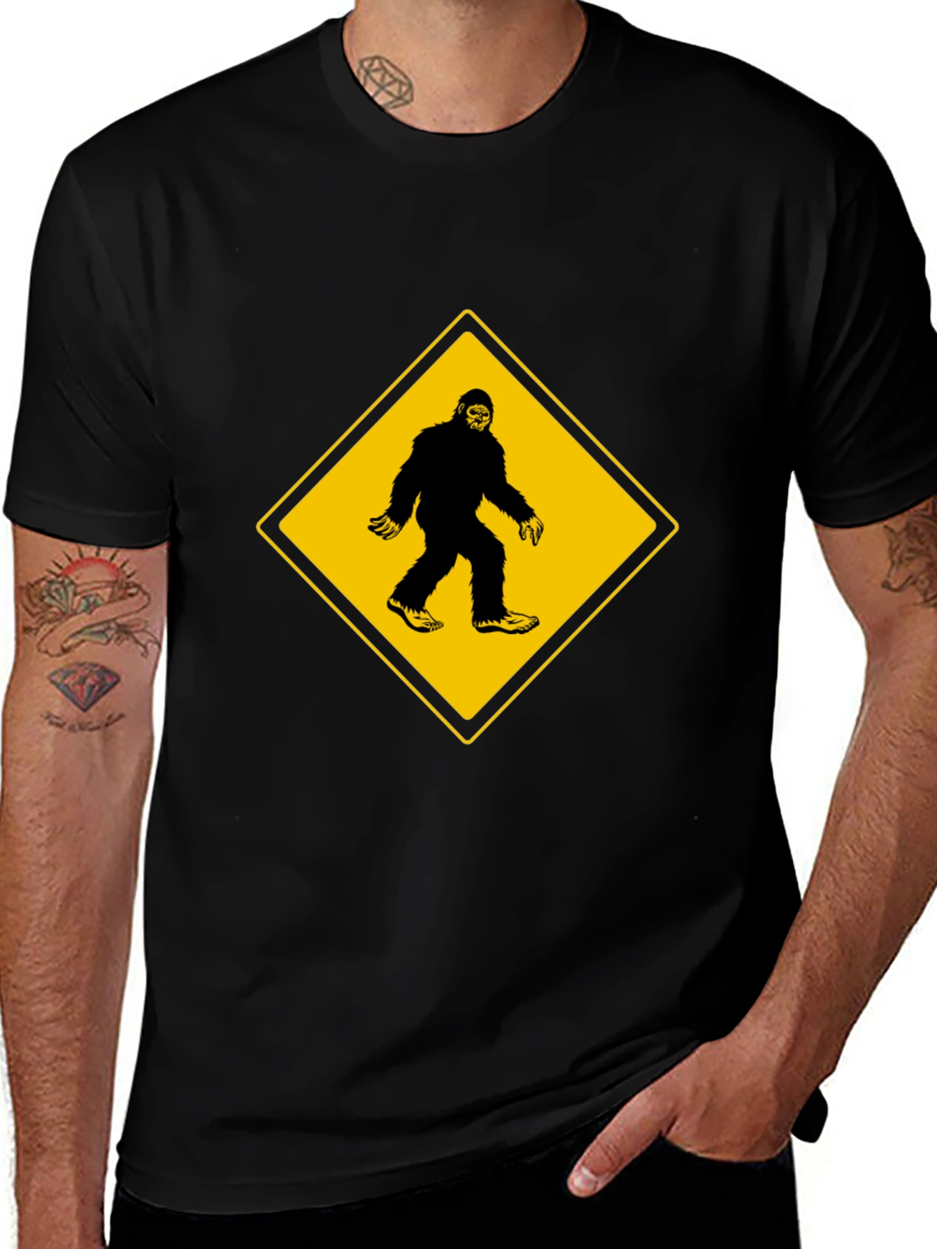 Bigfoot Crossing Mens Black T-Shirt