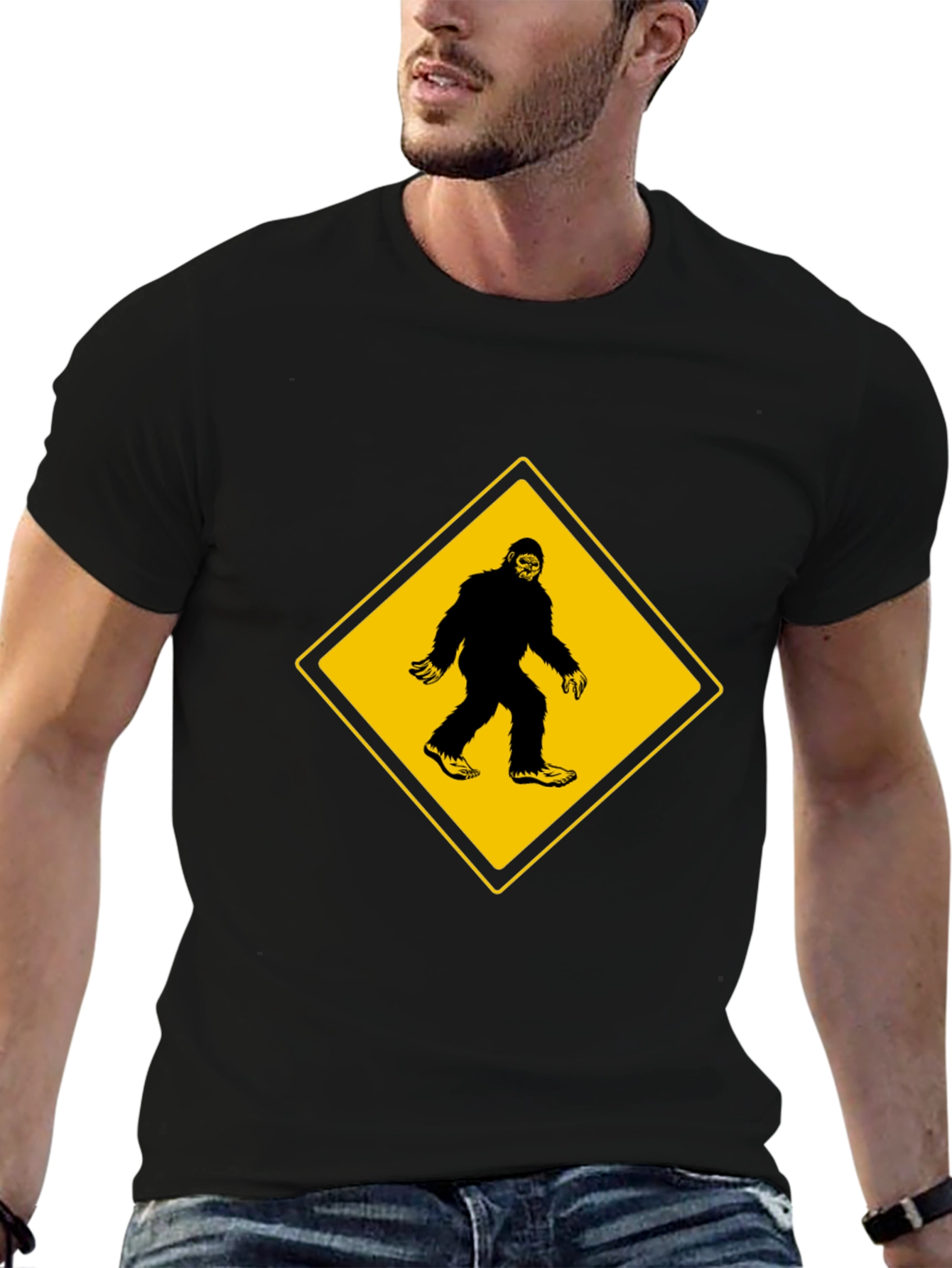 Bigfoot Crossing Mens Black T-Shirt
