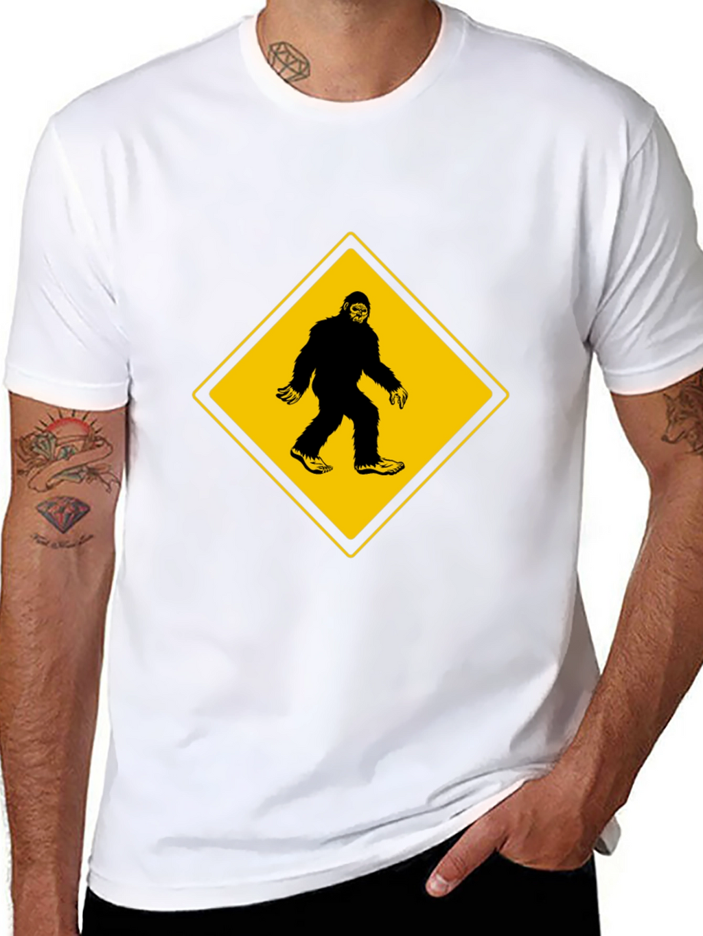 Bigfoot Crossing Mens Black T-Shirt