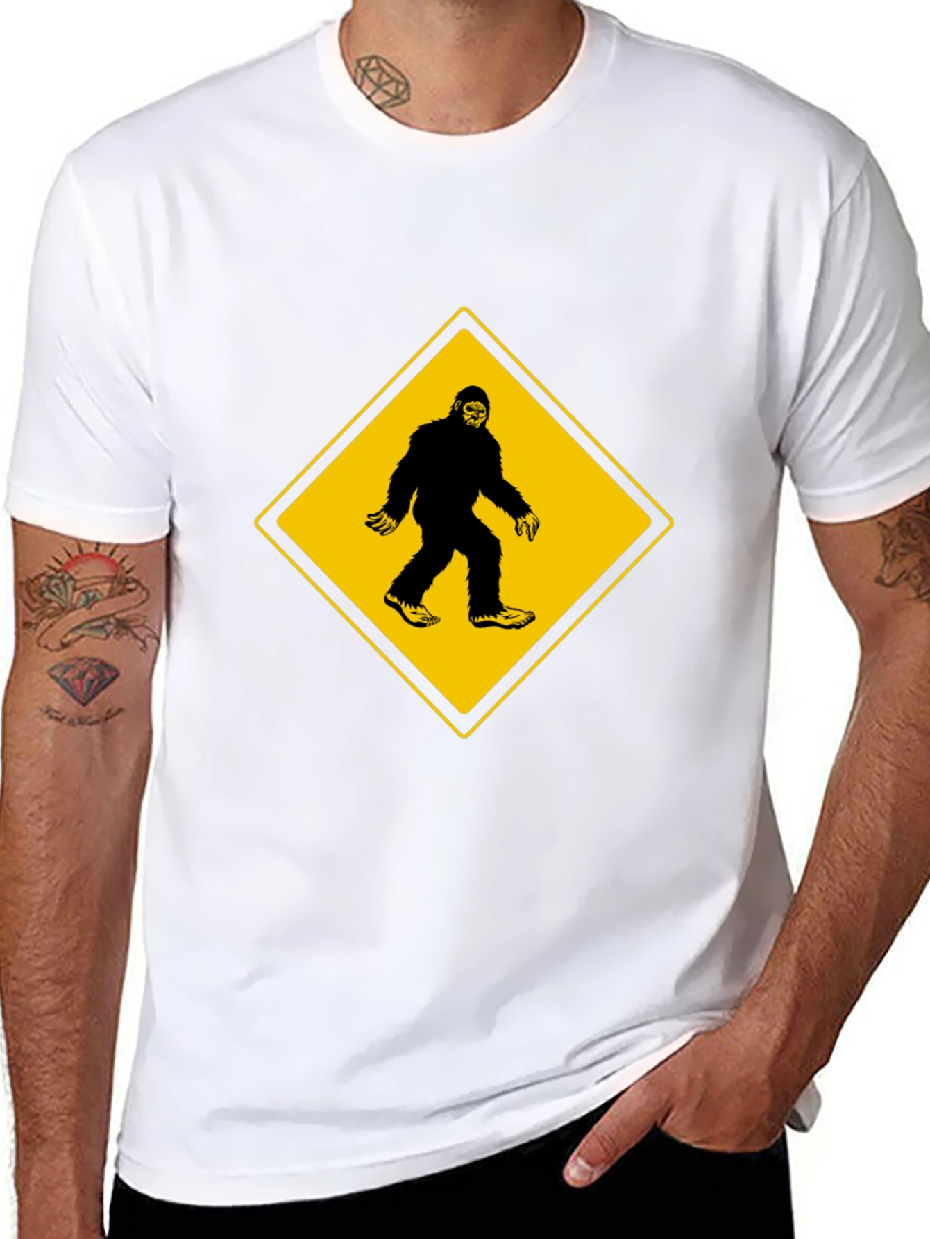 Bigfoot Crossing Mens Black T-Shirt
