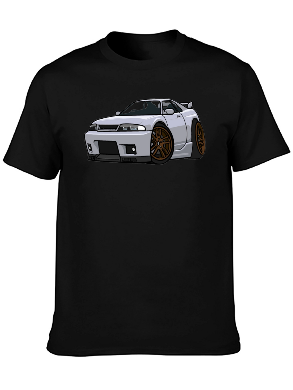 Car Cartoon Graphic Tee - Black