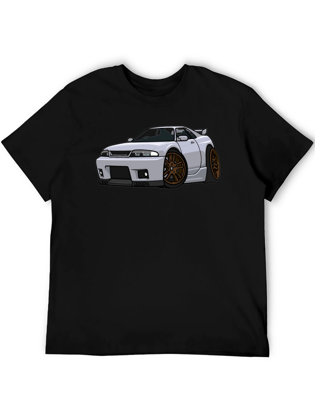 Car Cartoon Graphic Tee - Black