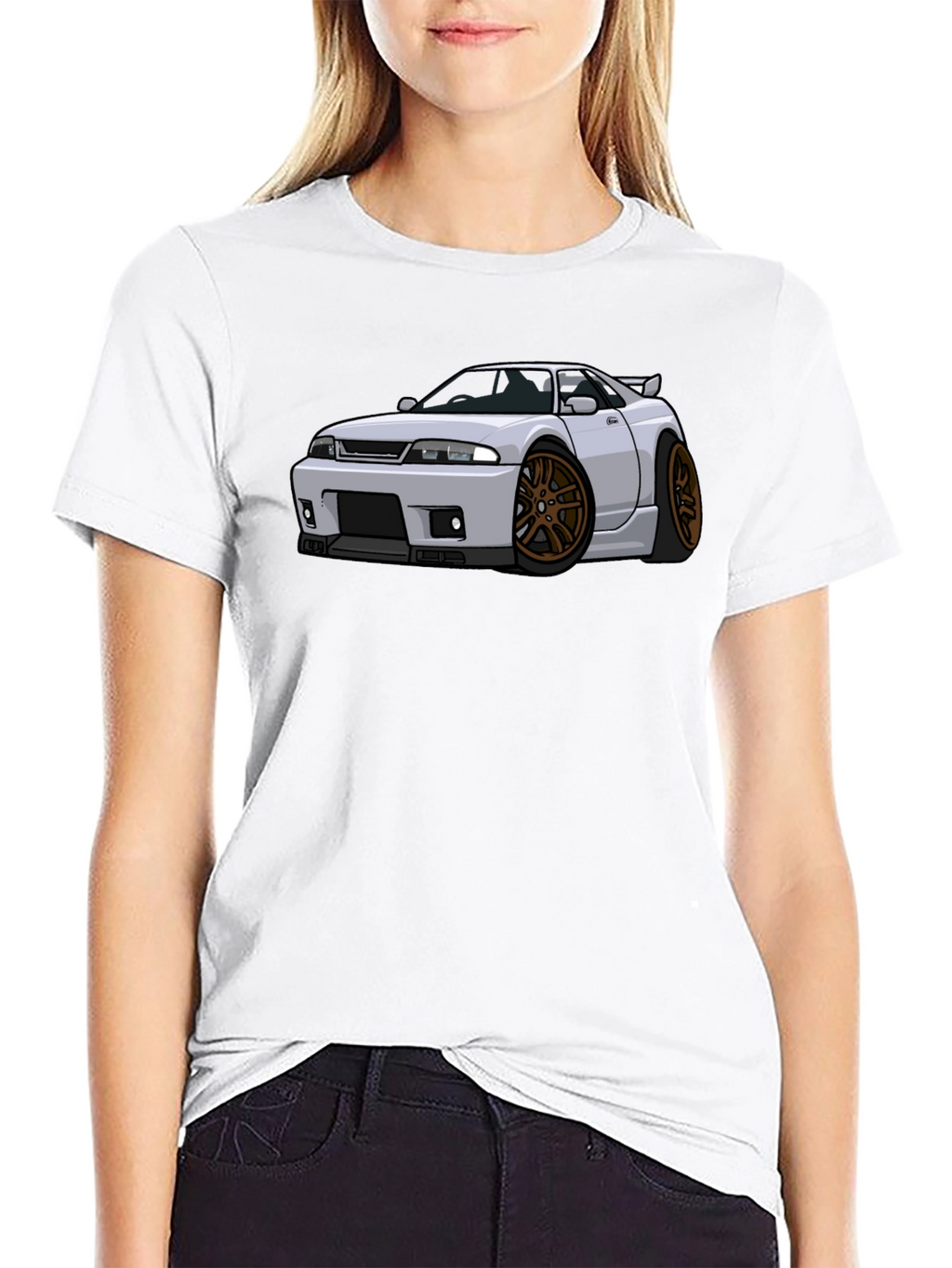 Car Cartoon Graphic Tee - Black