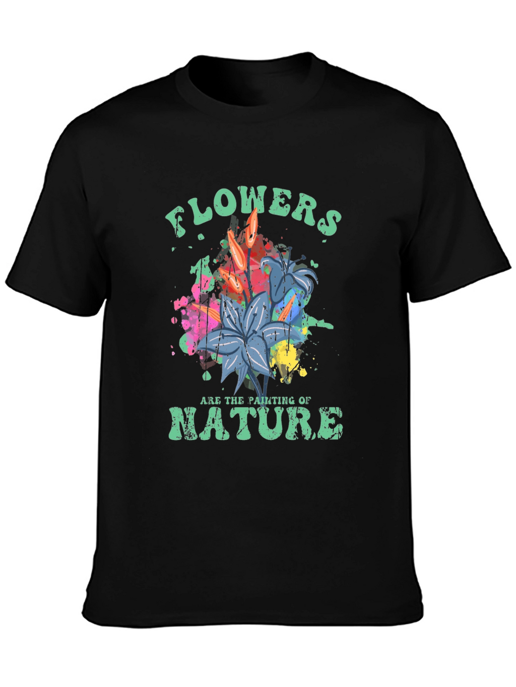Flowers Nature Painting T-Shirt - Artistic Botanical Design