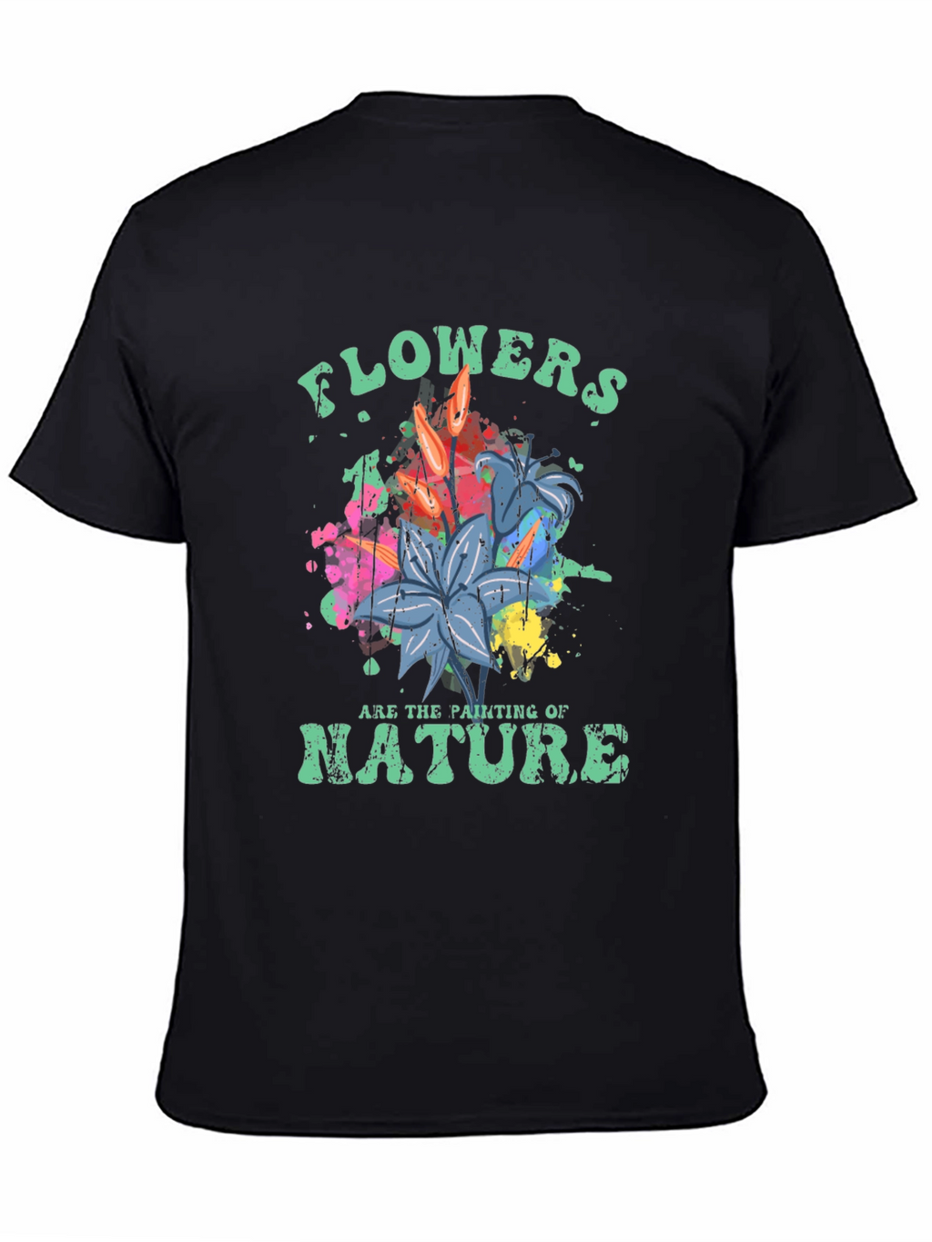 Flowers Nature Painting T-Shirt - Artistic Botanical Design