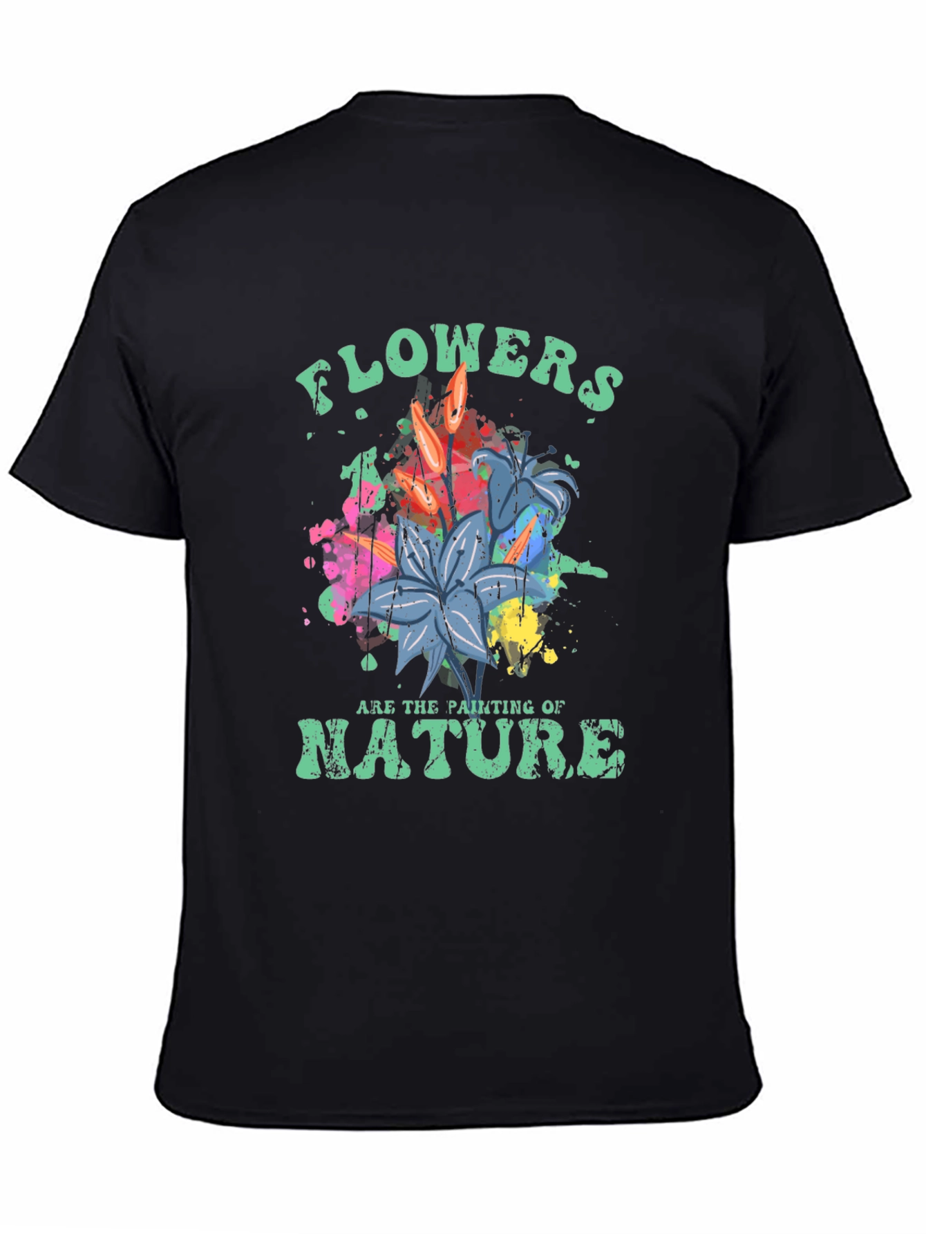 Flowers Nature Painting T-Shirt - Artistic Botanical Design