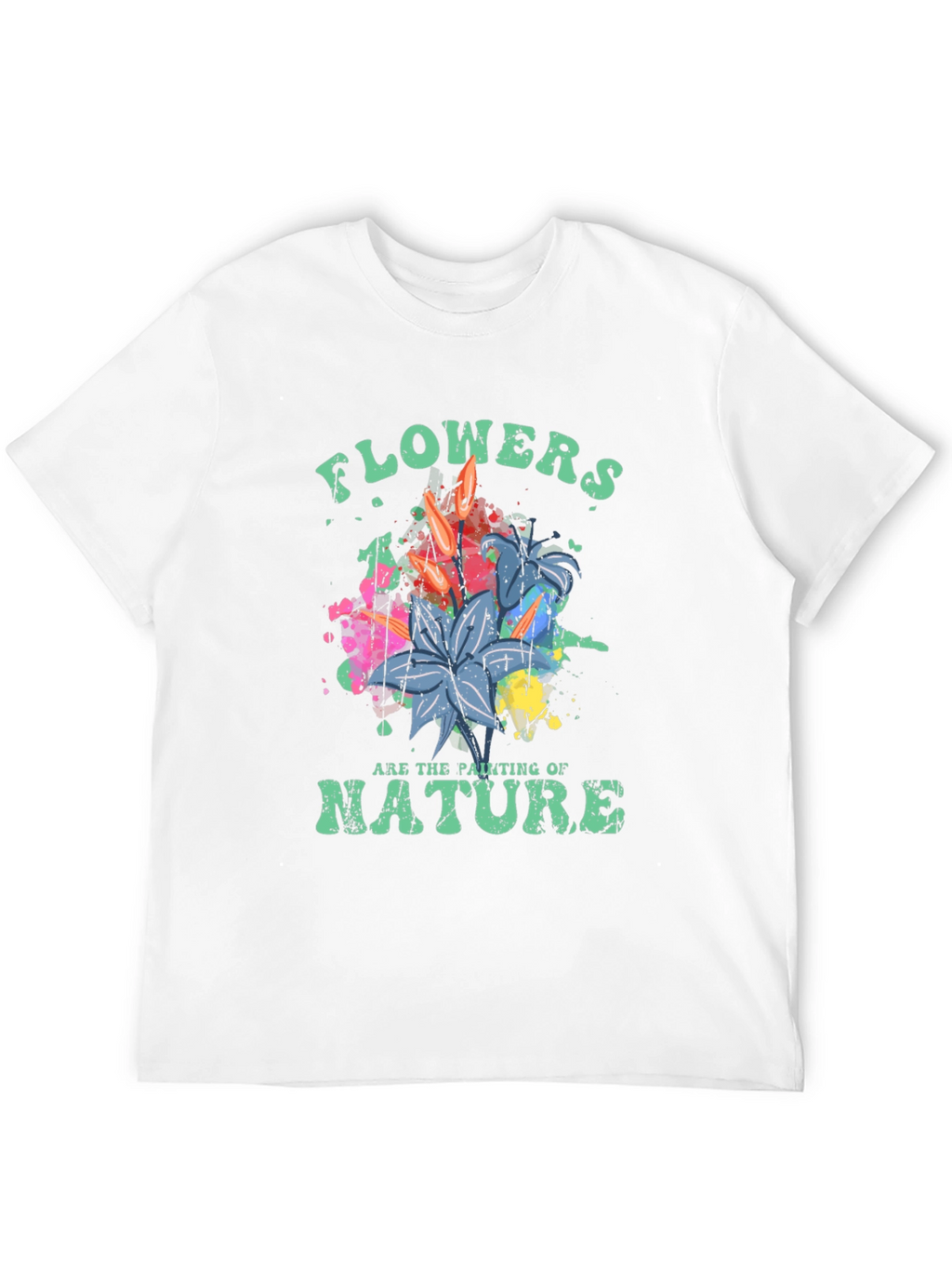Flowers Nature Painting T-Shirt - Artistic Botanical Design