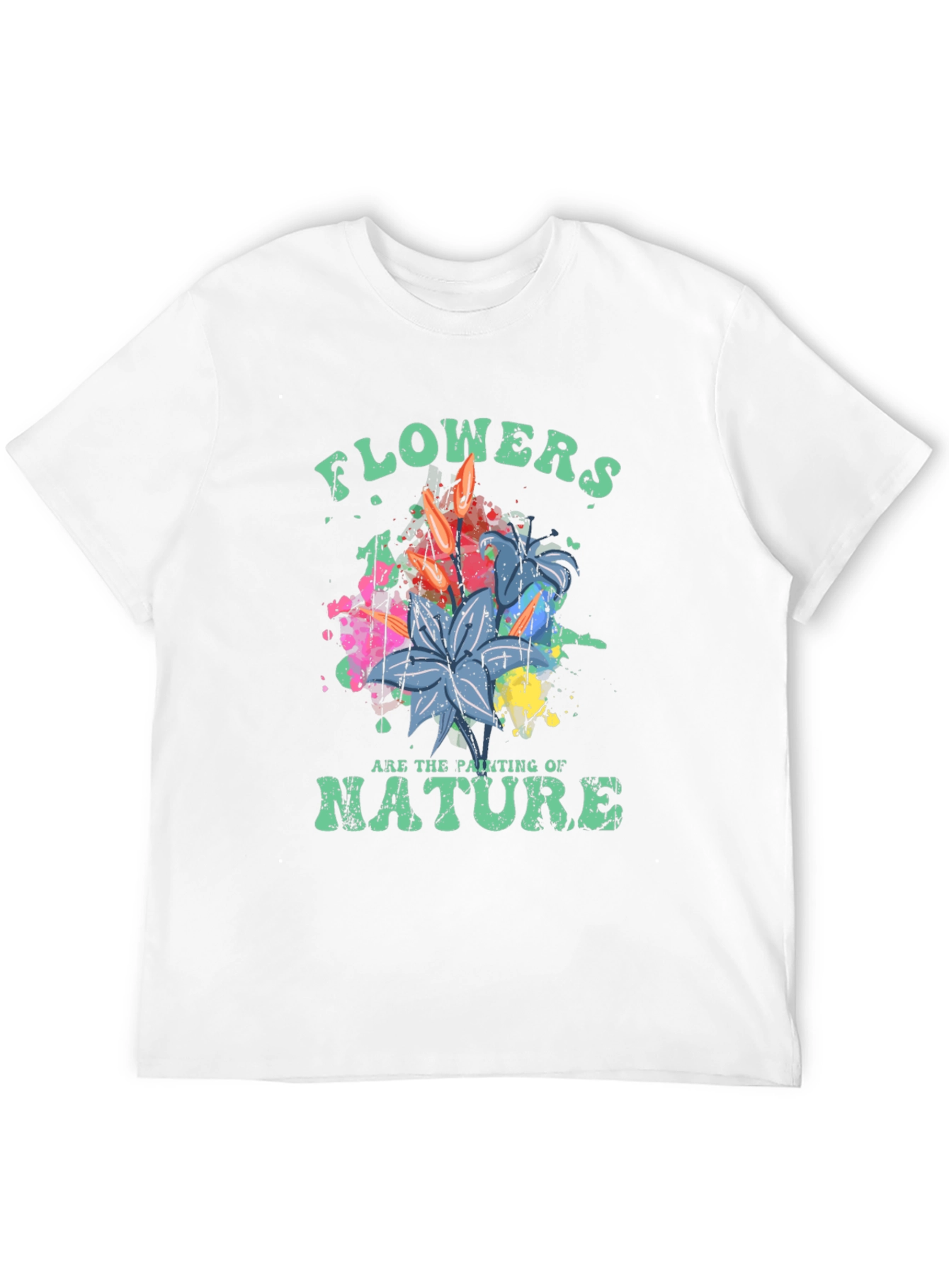 Flowers Nature Painting T-Shirt - Artistic Botanical Design