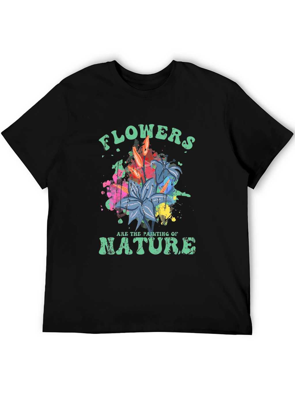 Flowers Nature Painting T-Shirt - Artistic Botanical Design