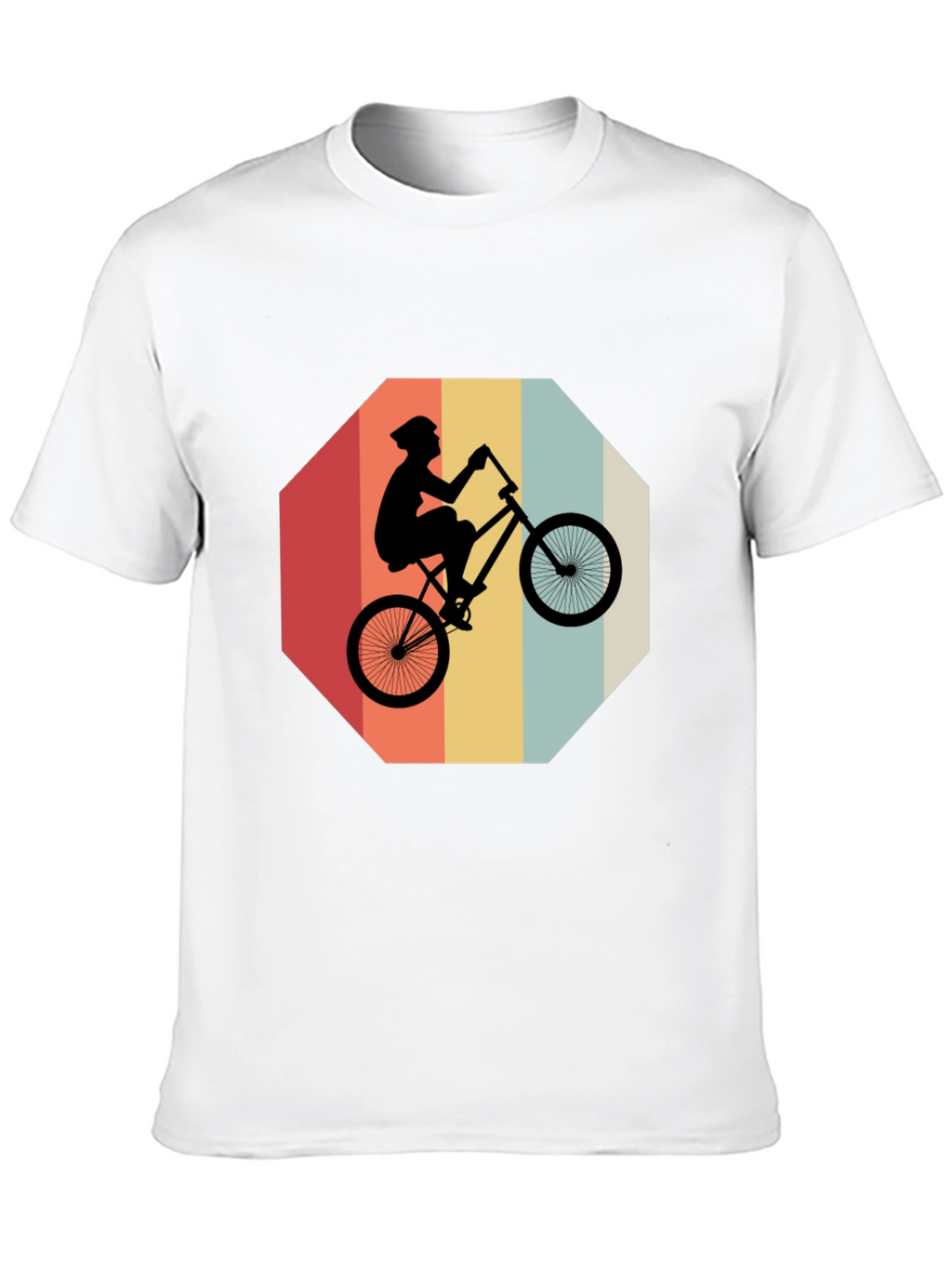Retro Bike Rider Graphic Tee - Black Cotton Blend