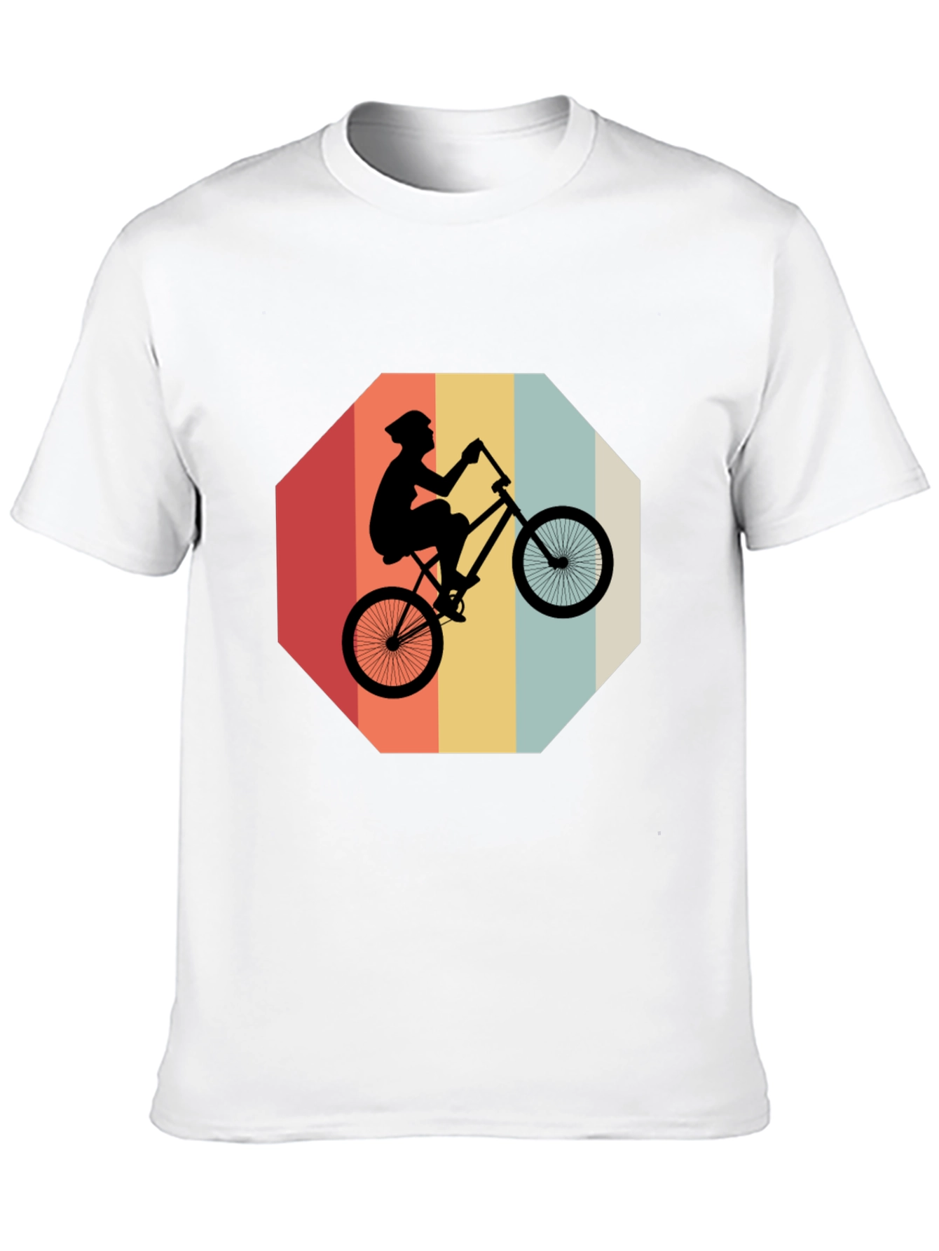 Retro Bike Rider Graphic Tee - Black Cotton Blend