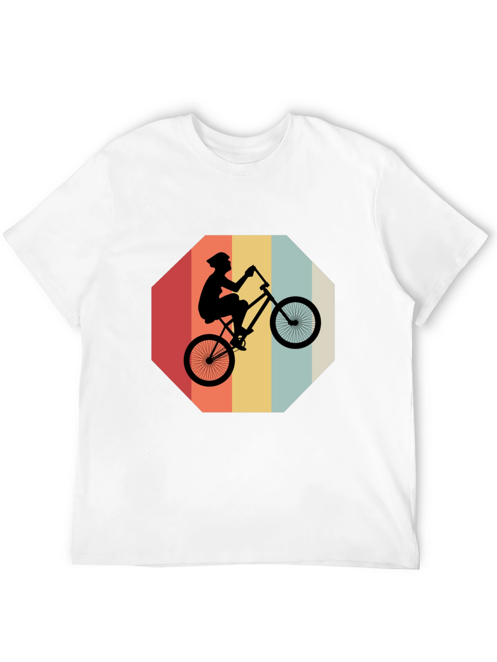 Retro Bike Rider Graphic Tee - Black Cotton Blend