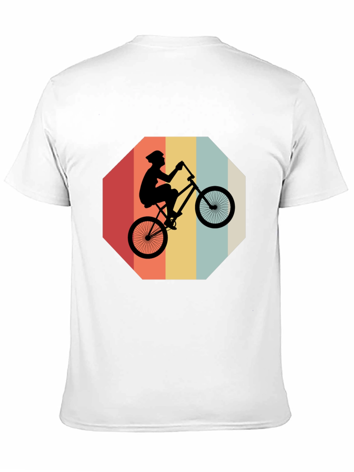 Retro Bike Rider Graphic Tee - Black Cotton Blend