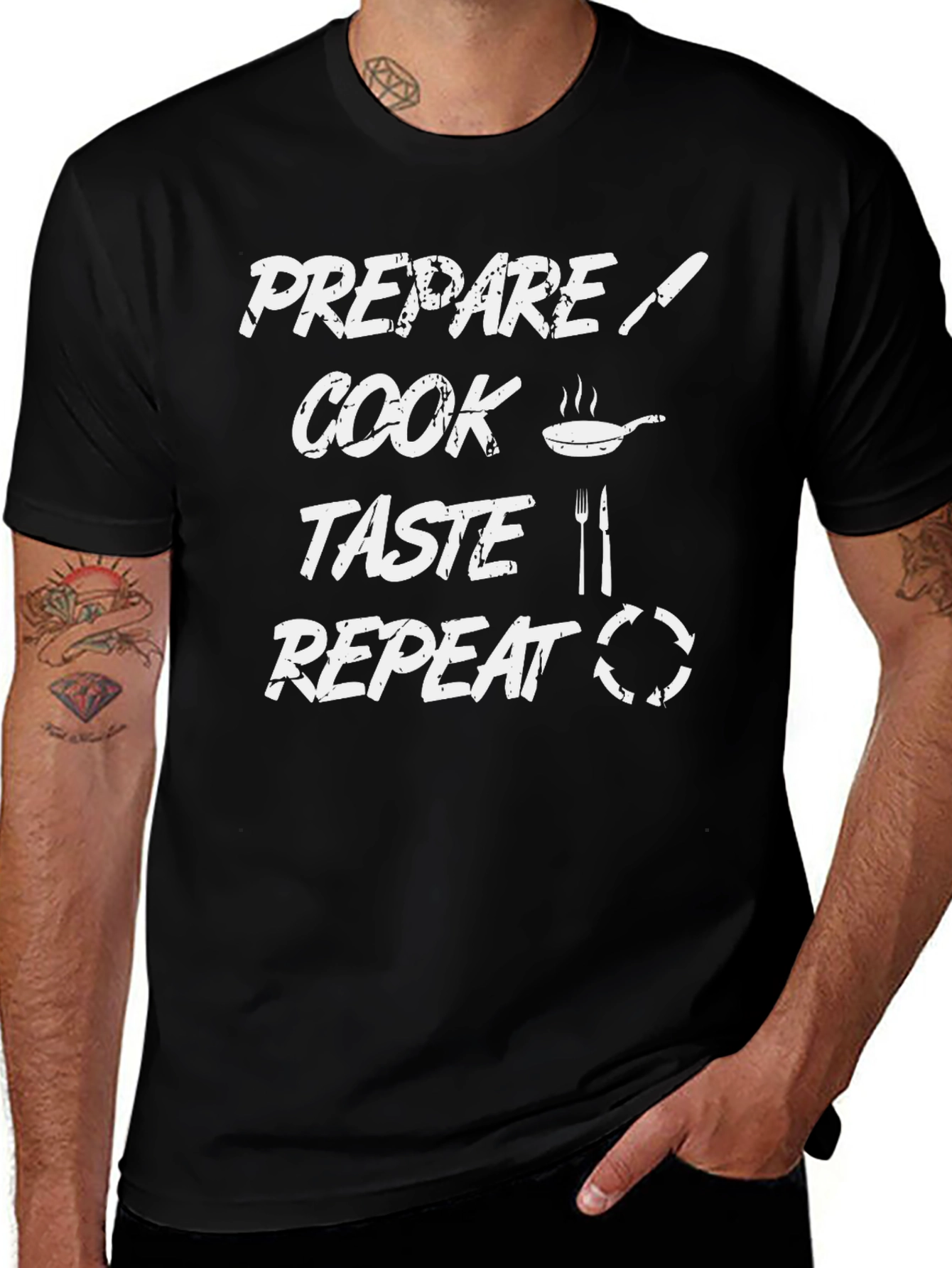 Prepare Cook Taste Repeat Chef Graphic Tee