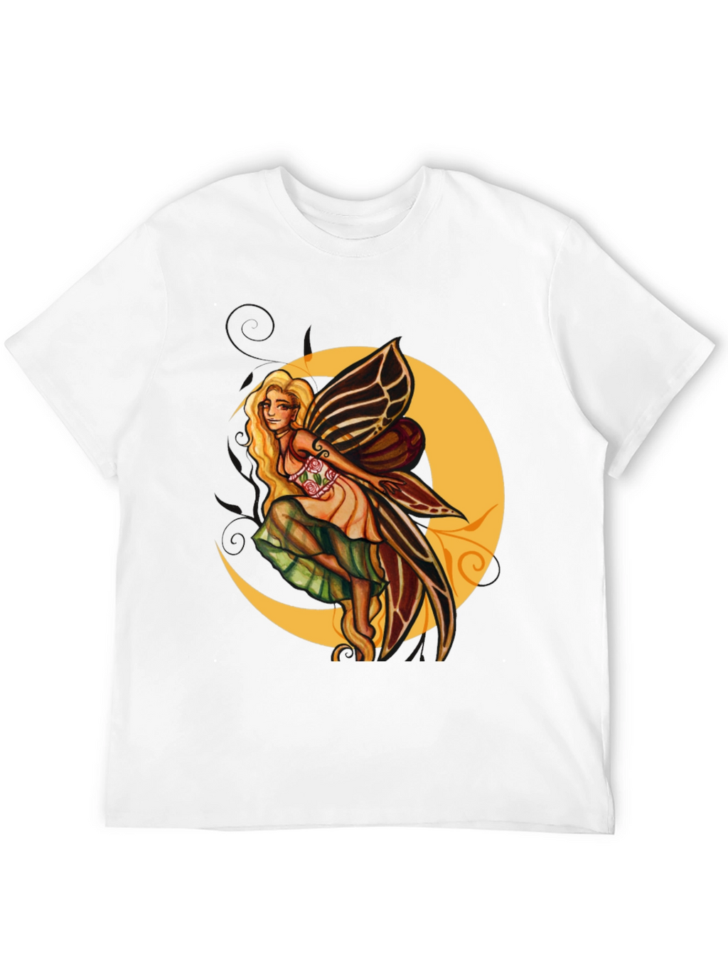 Fairy Moon Graphic Tee - Black Cotton Blend